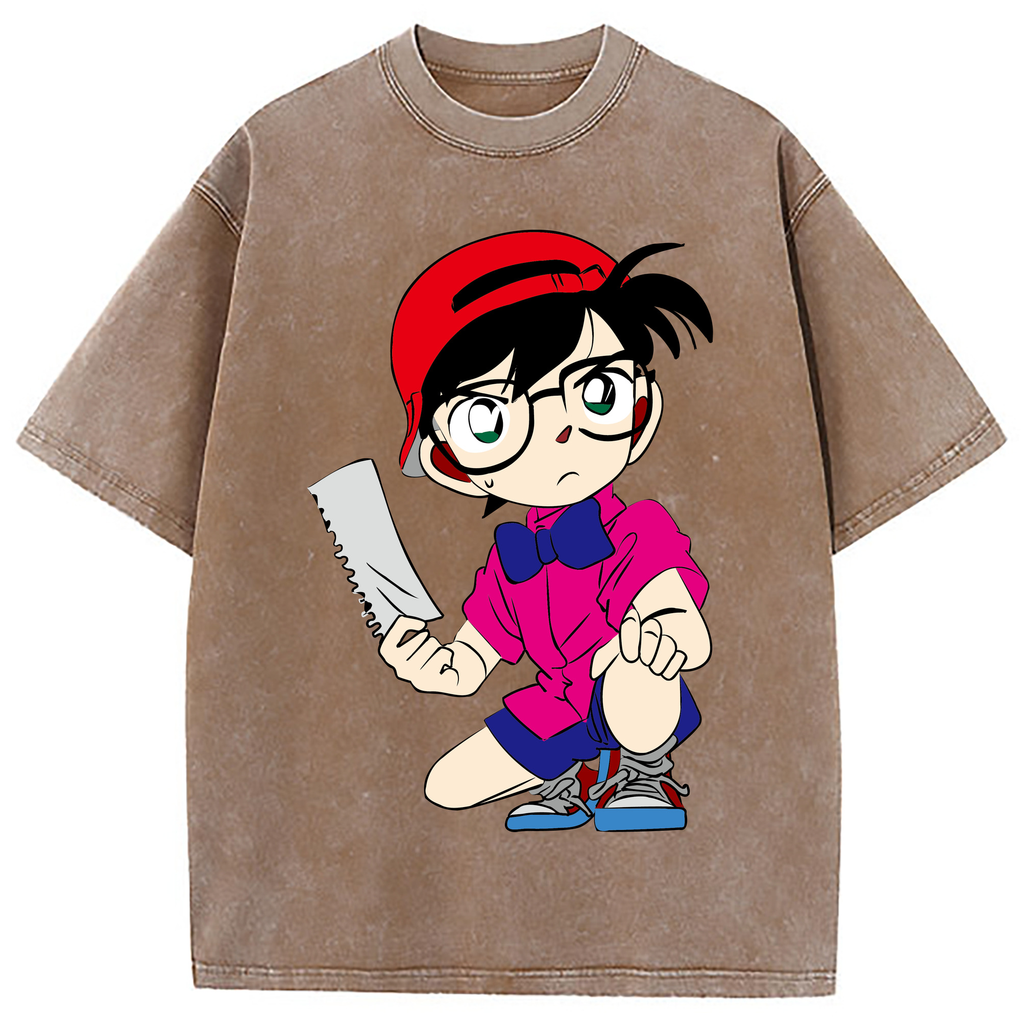 （画像用） 名探偵コナン 江戸川 コナン Detective Conan Conan Edogawa 綿100% ヴィンテージ風 半袖Tシャツ（フロントプリント）