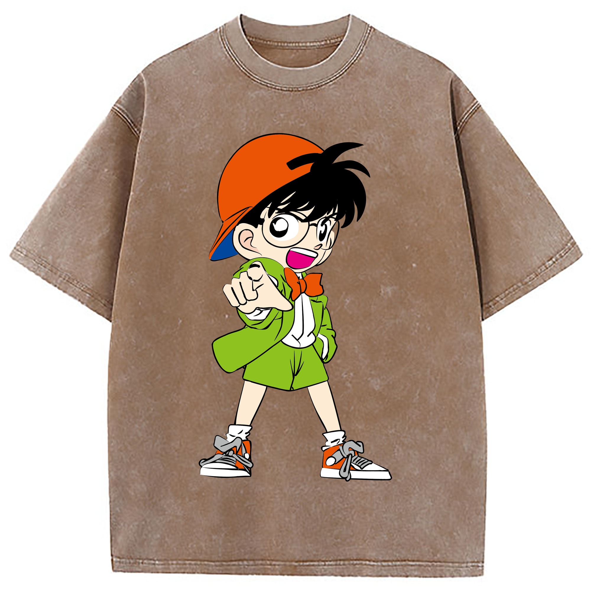 （画像用） 名探偵コナン 江戸川 コナン Detective Conan Conan Edogawa 綿100% ヴィンテージ風 半袖Tシャツ（フロントプリント）