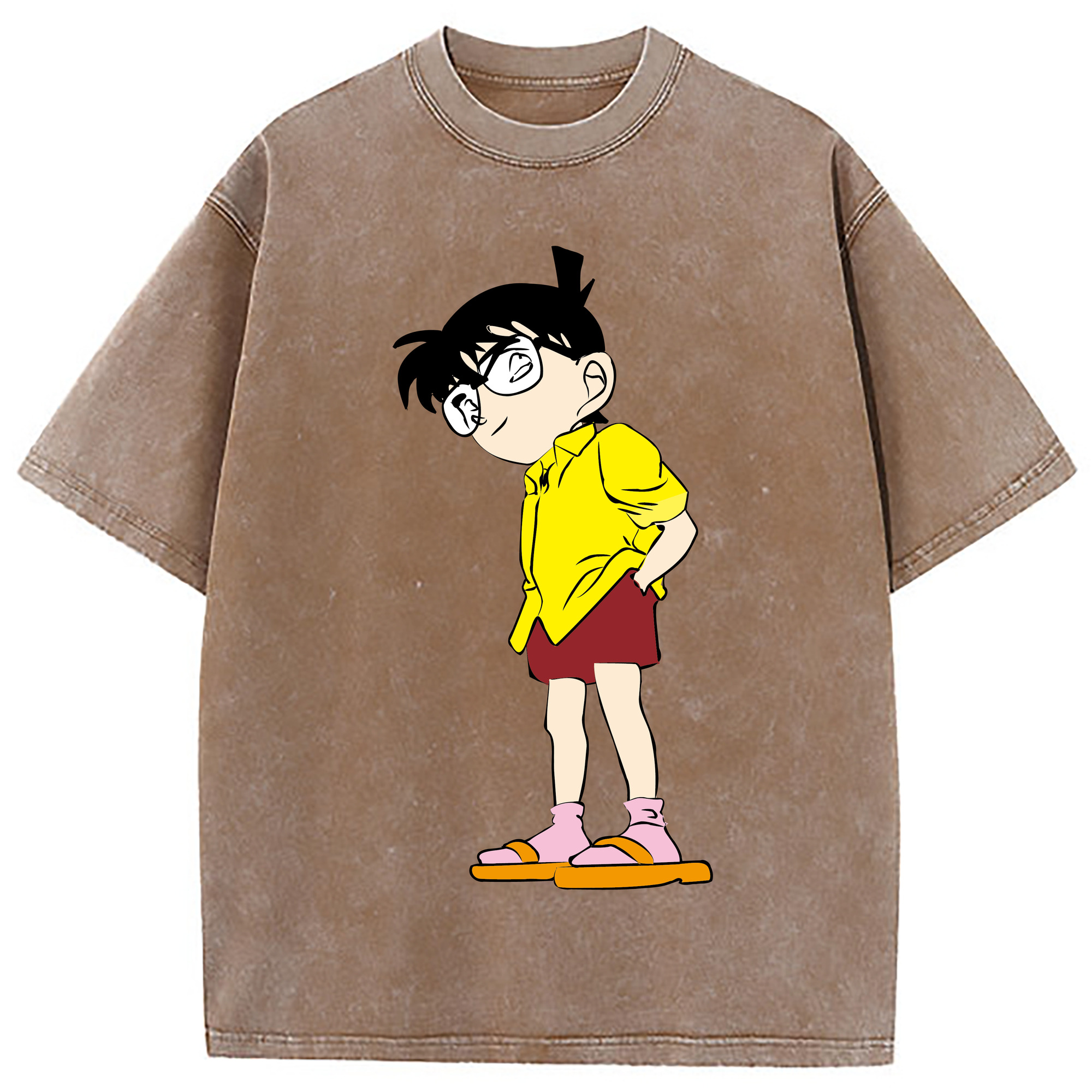 （画像用） 名探偵コナン 江戸川 コナン Detective Conan Conan Edogawa 綿100% ヴィンテージ風 半袖Tシャツ（フロントプリント）