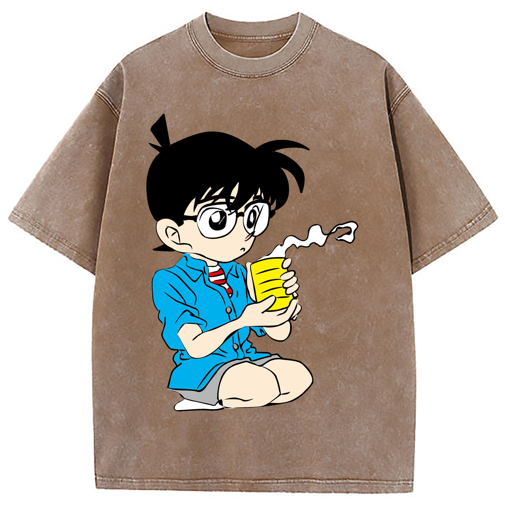（画像用） 名探偵コナン 江戸川 コナン Detective Conan Conan Edogawa 綿100% ヴィンテージ風 半袖Tシャツ（フロントプリント）