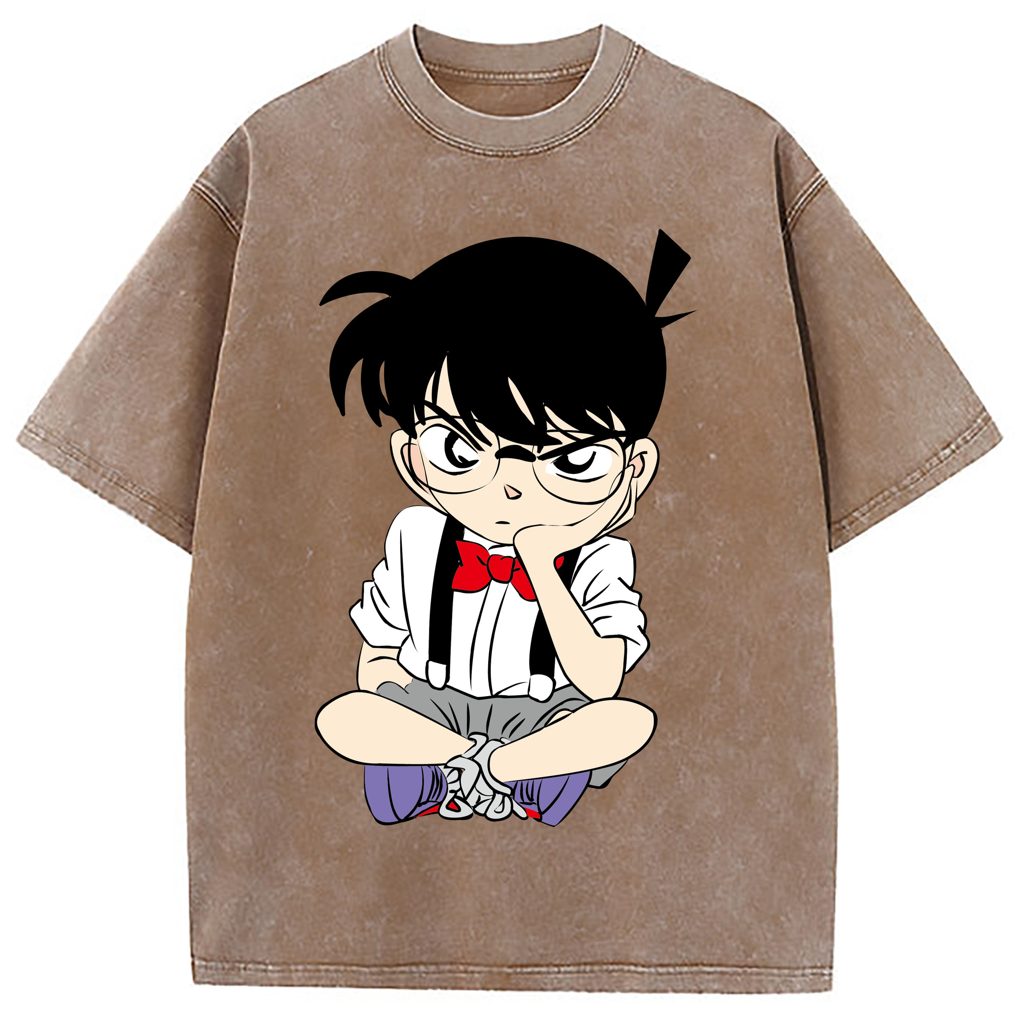 （画像用） 名探偵コナン 江戸川 コナン Detective Conan Conan Edogawa 綿100% ヴィンテージ風 半袖Tシャツ（フロントプリント）