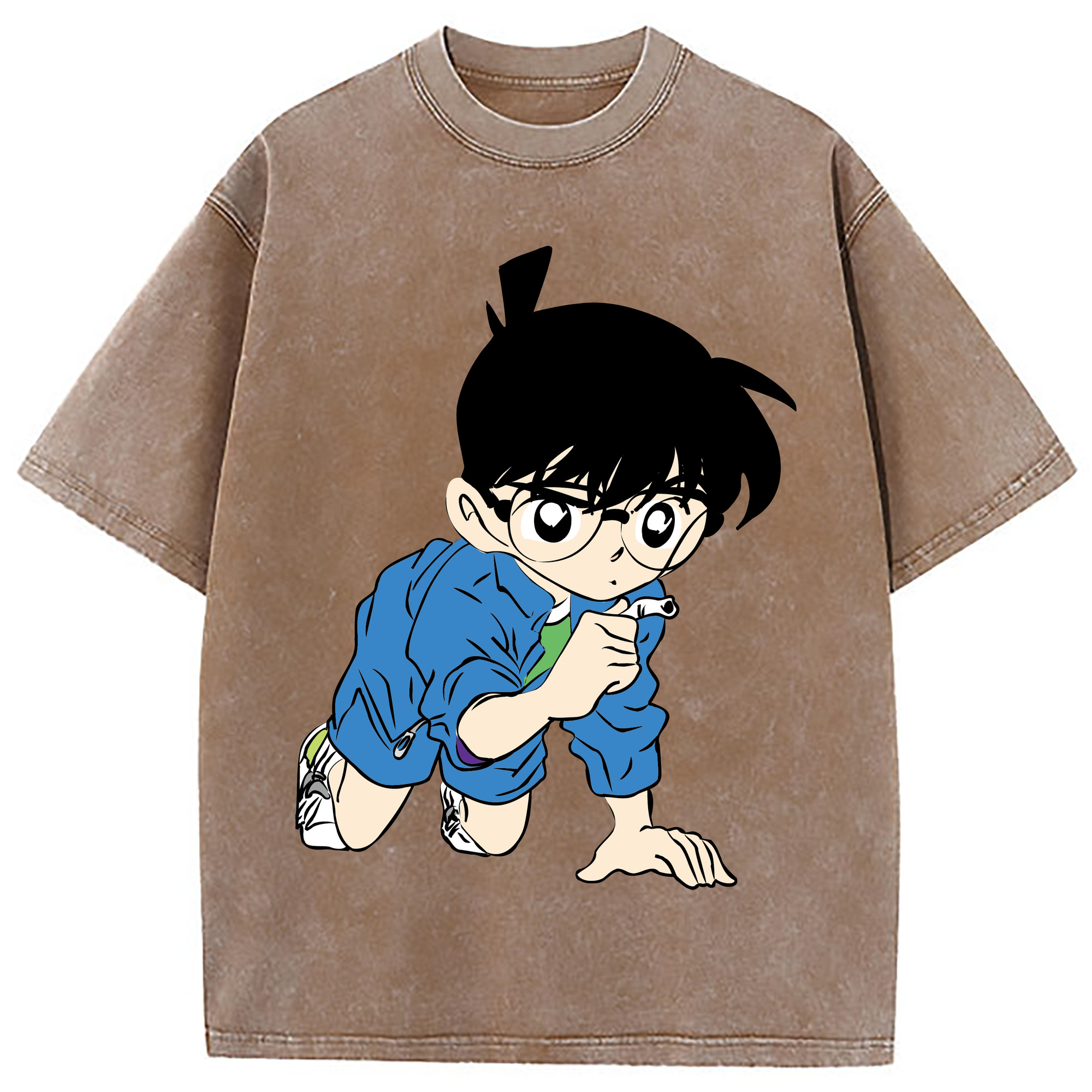 （画像用） 名探偵コナン 江戸川 コナン Detective Conan Conan Edogawa 綿100% ヴィンテージ風 半袖Tシャツ（フロントプリント）