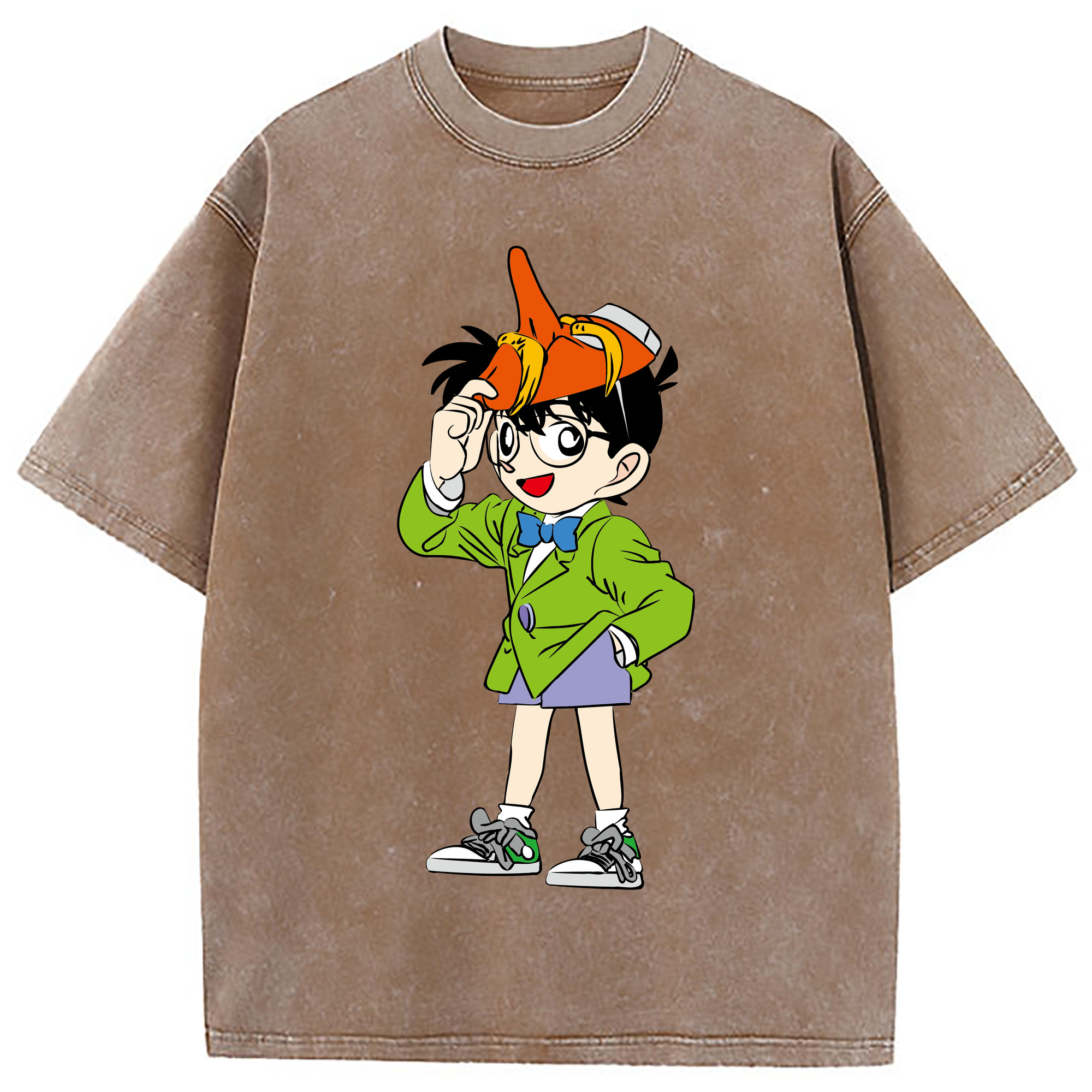 （画像用） 名探偵コナン 江戸川 コナン Detective Conan Conan Edogawa 綿100% ヴィンテージ風 半袖Tシャツ（フロントプリント）