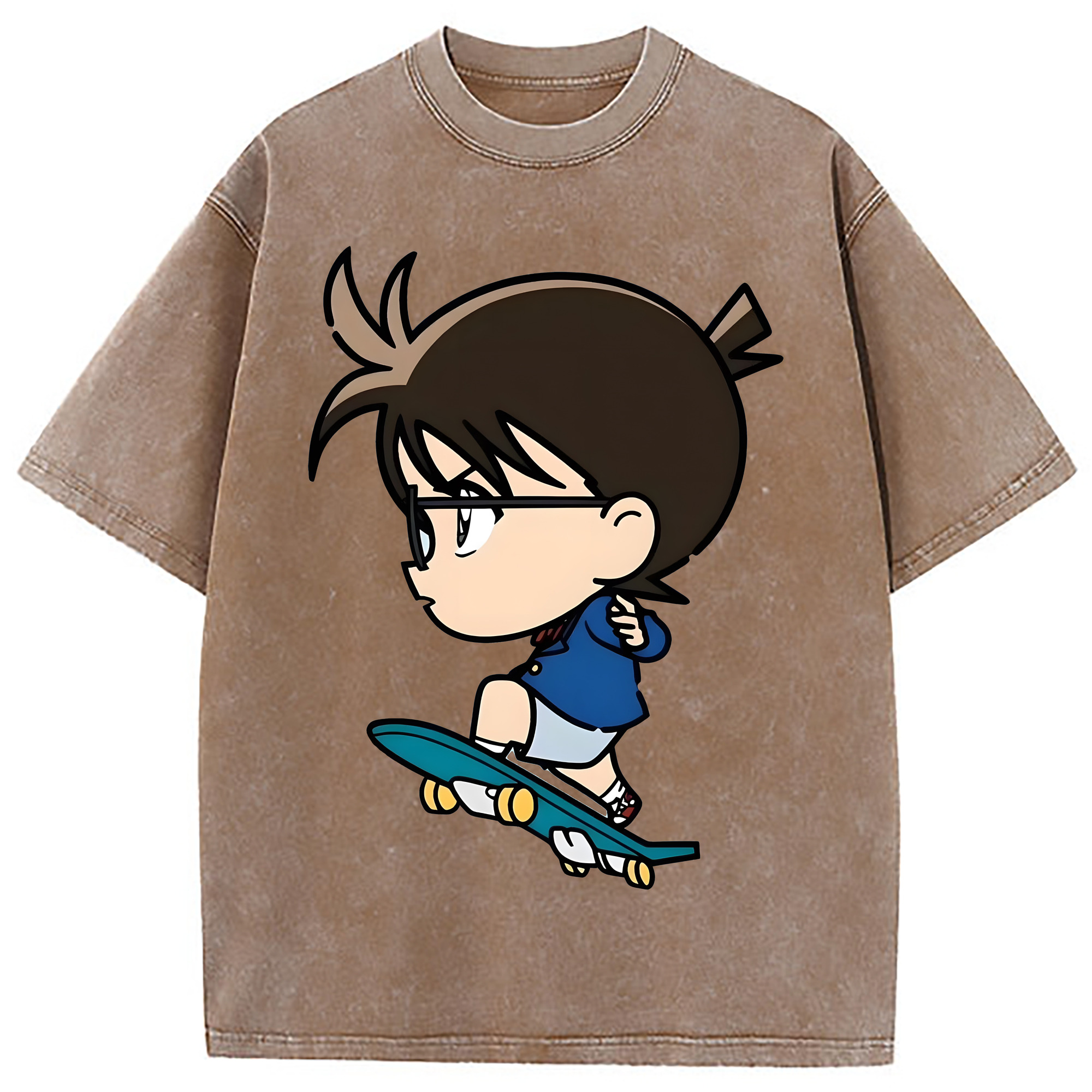（画像用） 名探偵コナン 江戸川 コナン Detective Conan Conan Edogawa 綿100% ヴィンテージ風 半袖Tシャツ（フロントプリント）