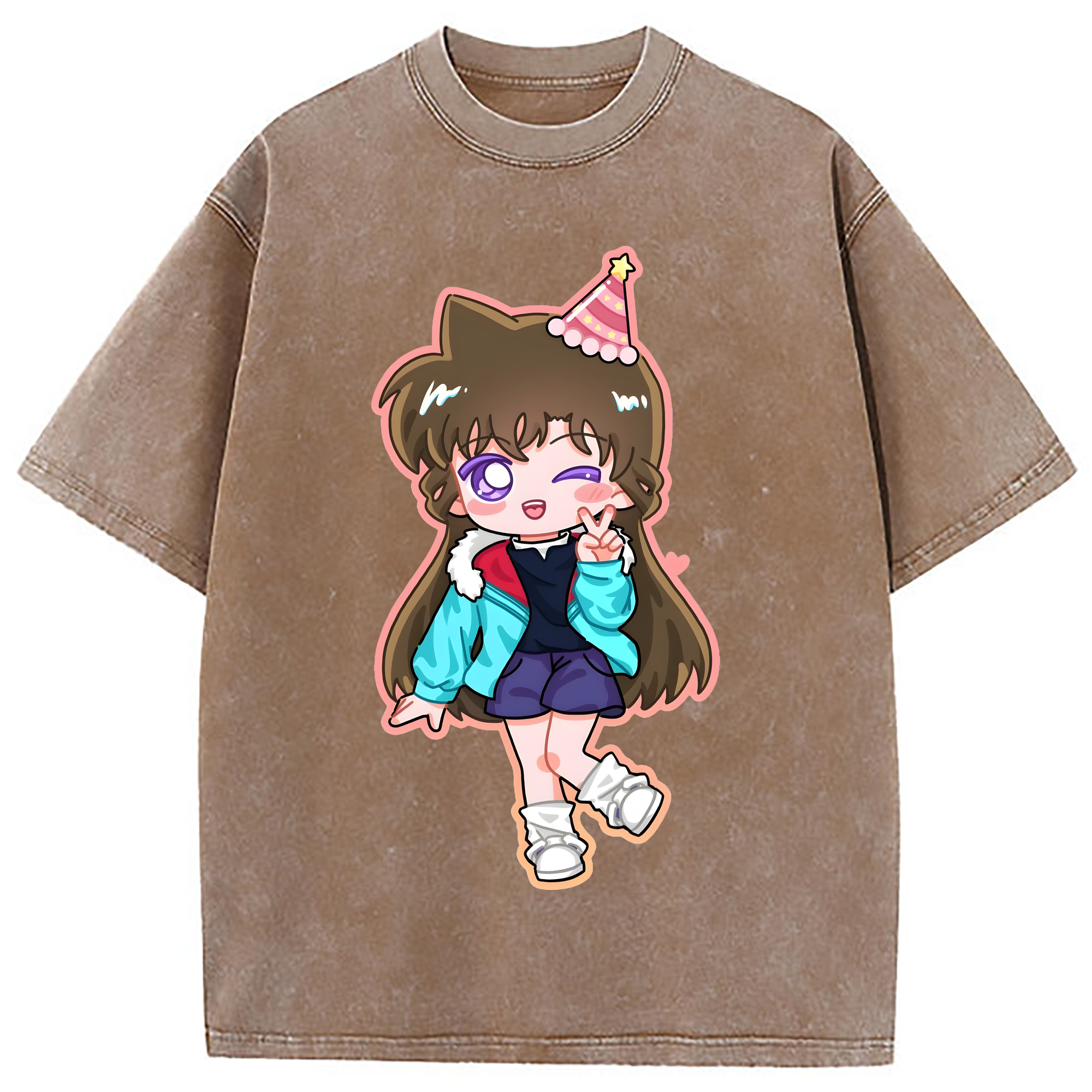 （画像用） 名探偵コナン 毛利 蘭 もうり らん、モーリ ラン Detective Conan Rachel Moore 綿100% ヴィンテージ風 半袖Tシャツ（フロントプリント）