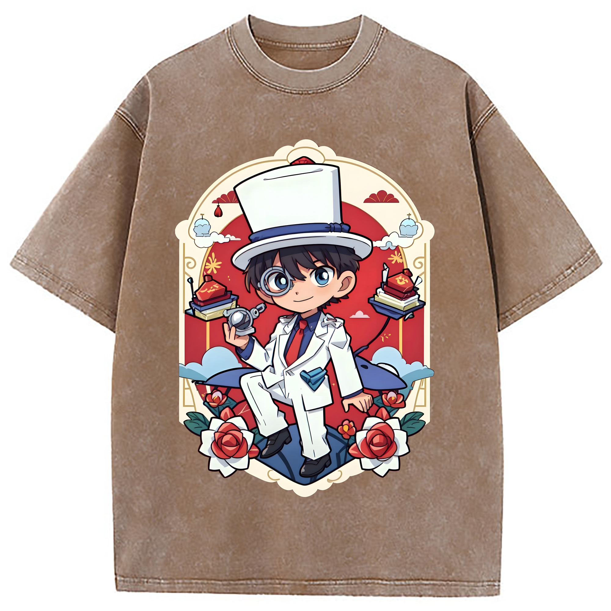 （画像用） 名探偵コナン くろば かいと Detective Conan Kuroba Kaito 綿100% ヴィンテージ風 半袖Tシャツ（フロントプリント）