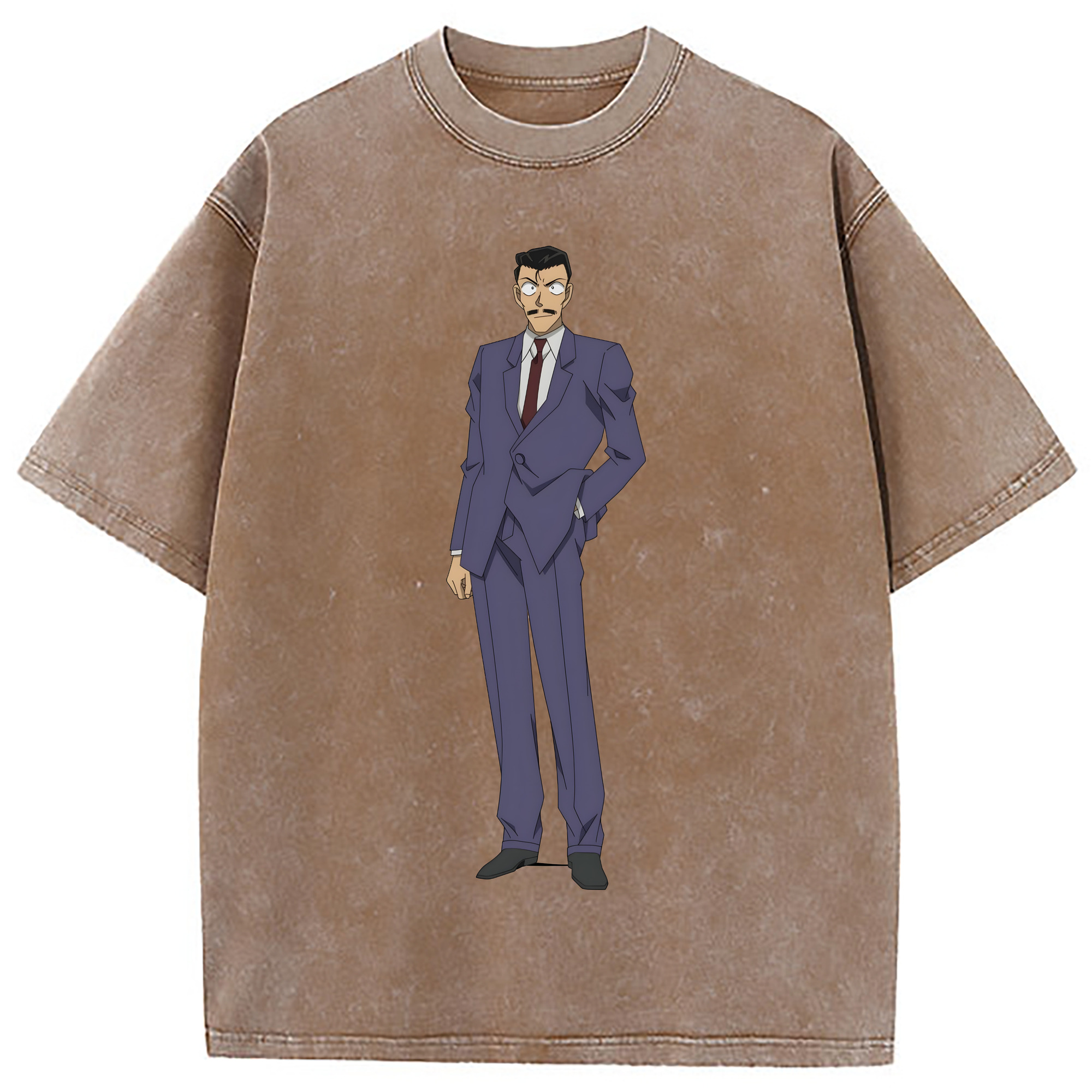 （画像用） 名探偵コナン 毛利 小五郎 もうり こごろう Detective Conan 綿100% ヴィンテージ風 半袖Tシャツ（フロントプリント）