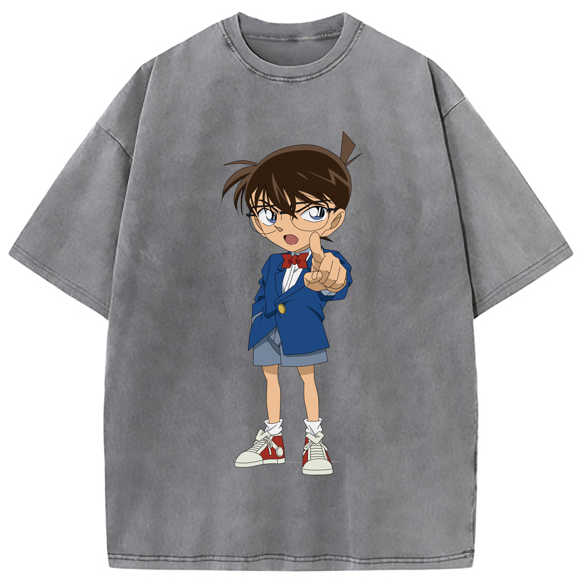 （画像用） 名探偵コナン 江戸川 コナン Detective Conan Conan Edogawa 綿100% ヴィンテージ風 半袖Tシャツ（フロントプリント）