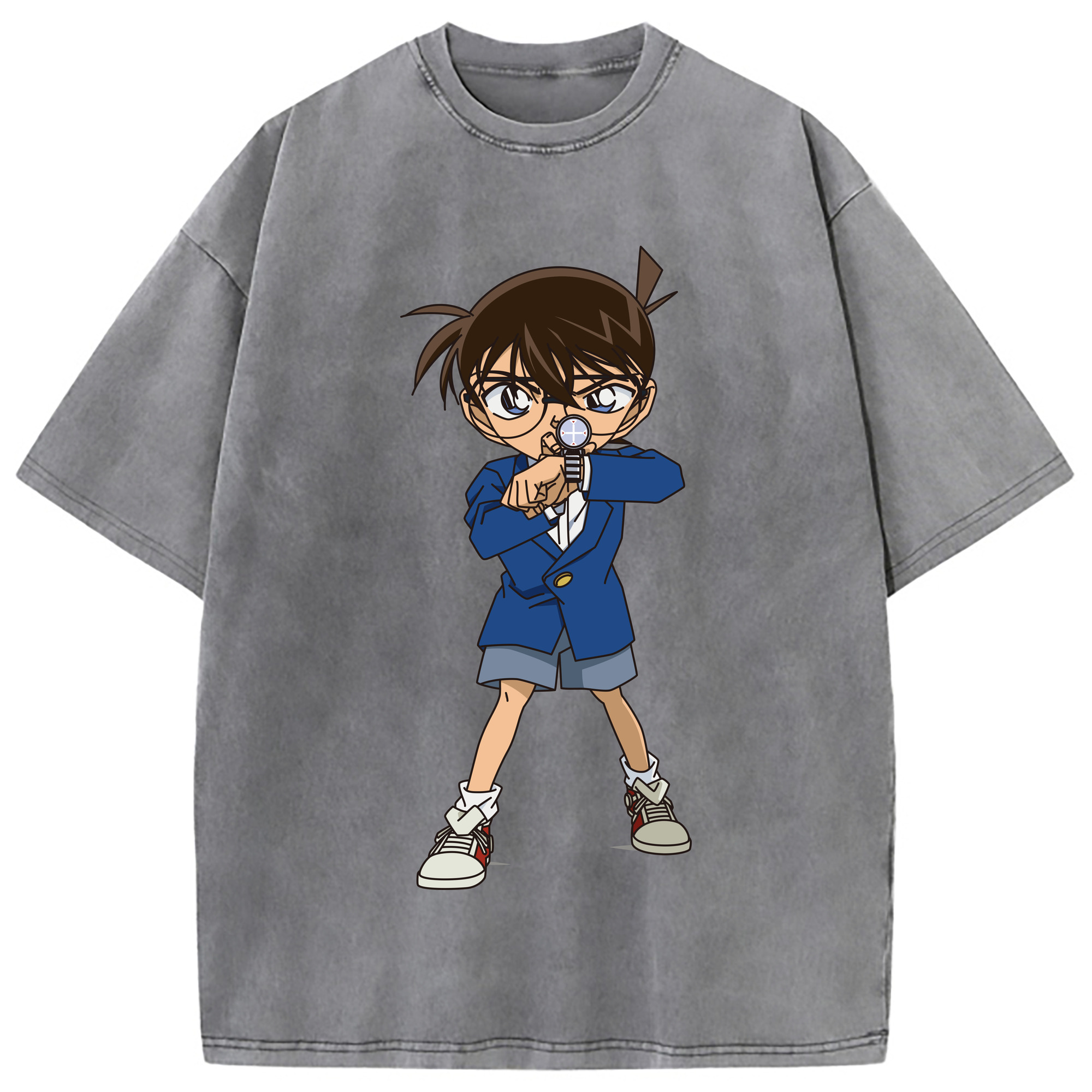 （画像用） 名探偵コナン 江戸川 コナン Detective Conan Conan Edogawa 綿100% ヴィンテージ風 半袖Tシャツ（フロントプリント）