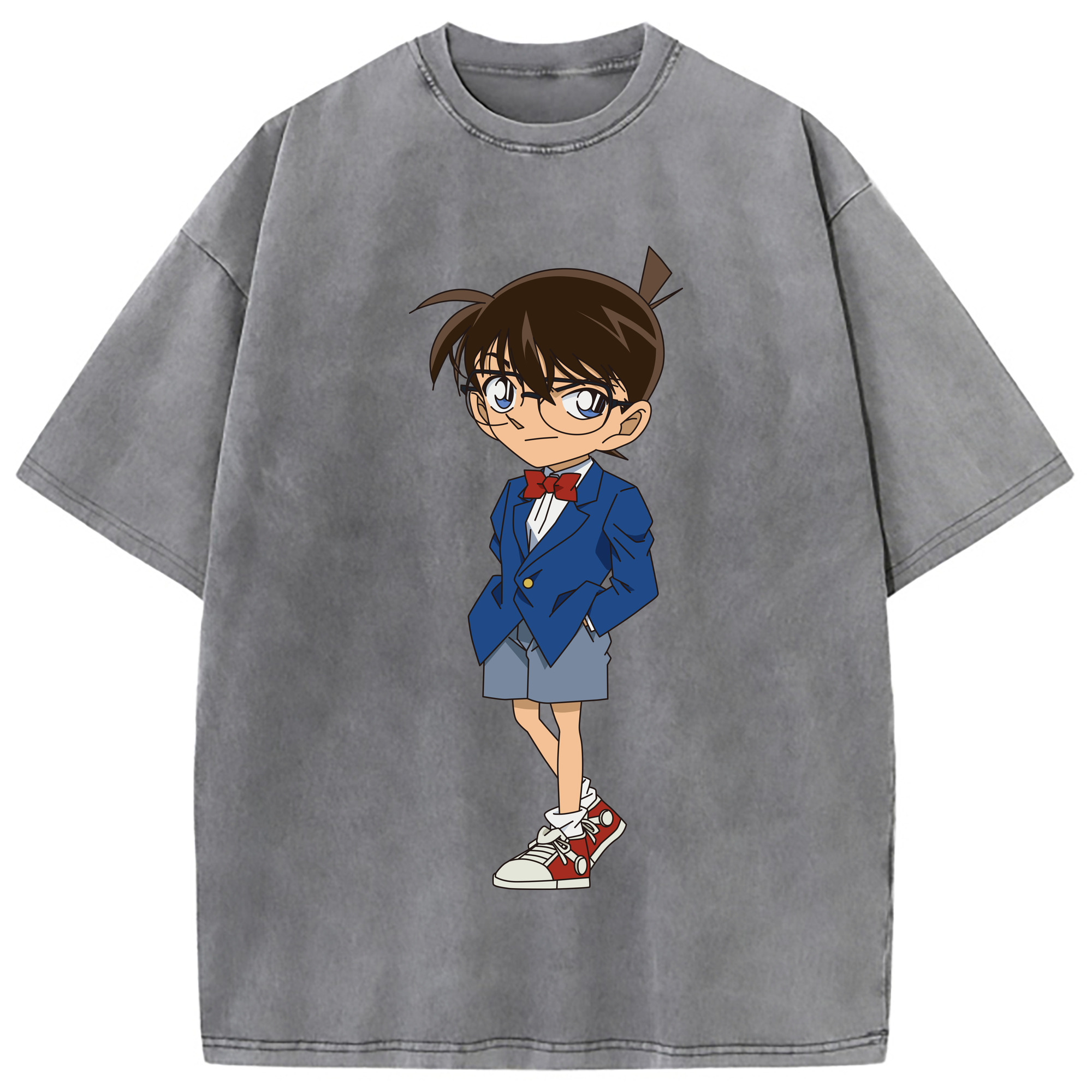 （画像用） 名探偵コナン 江戸川 コナン Detective Conan Conan Edogawa 綿100% ヴィンテージ風 半袖Tシャツ（フロントプリント）