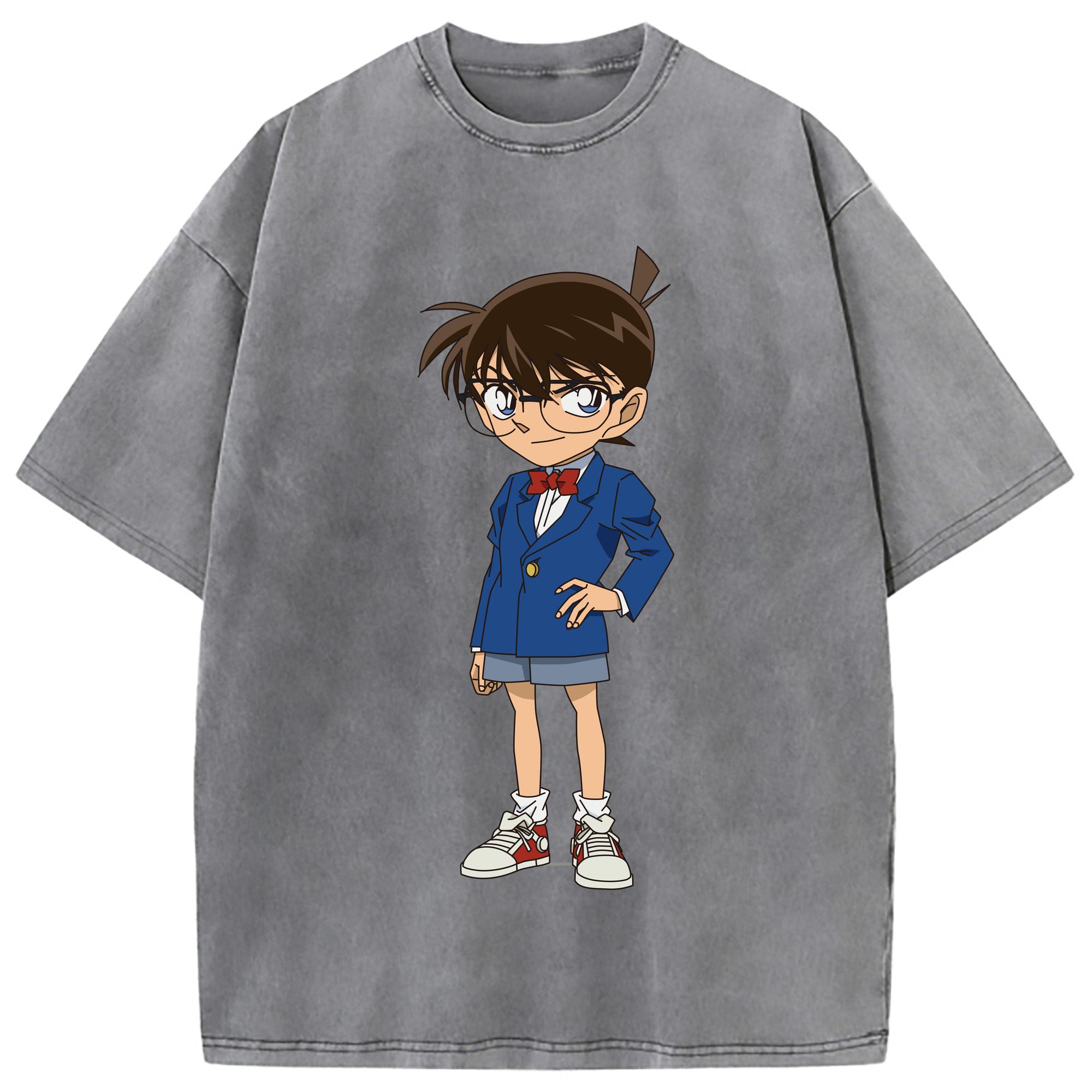 （画像用） 名探偵コナン 江戸川 コナン Detective Conan Conan Edogawa 綿100% ヴィンテージ風 半袖Tシャツ（フロントプリント）