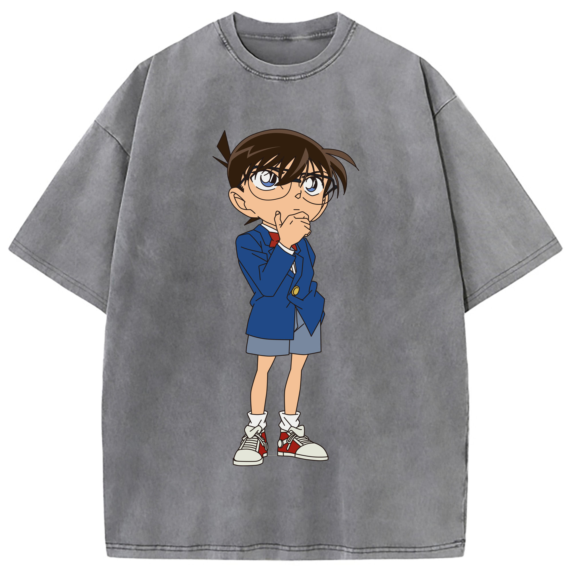 （画像用） 名探偵コナン 江戸川 コナン Detective Conan Conan Edogawa 綿100% ヴィンテージ風 半袖Tシャツ（フロントプリント）
