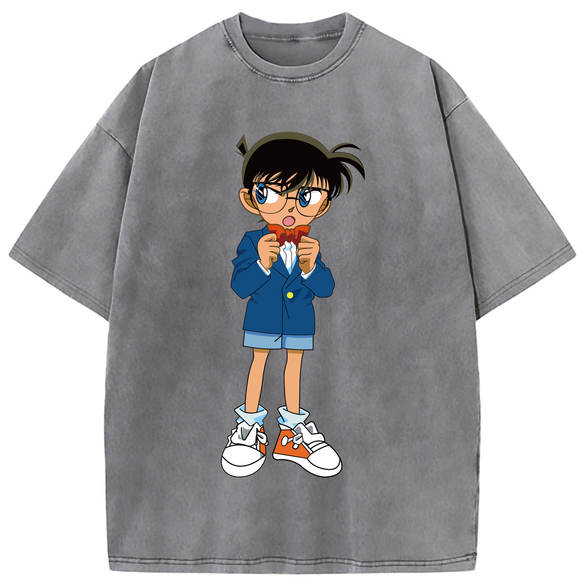 （画像用） 名探偵コナン 江戸川 コナン Detective Conan Conan Edogawa 綿100% ヴィンテージ風 半袖Tシャツ（フロントプリント）