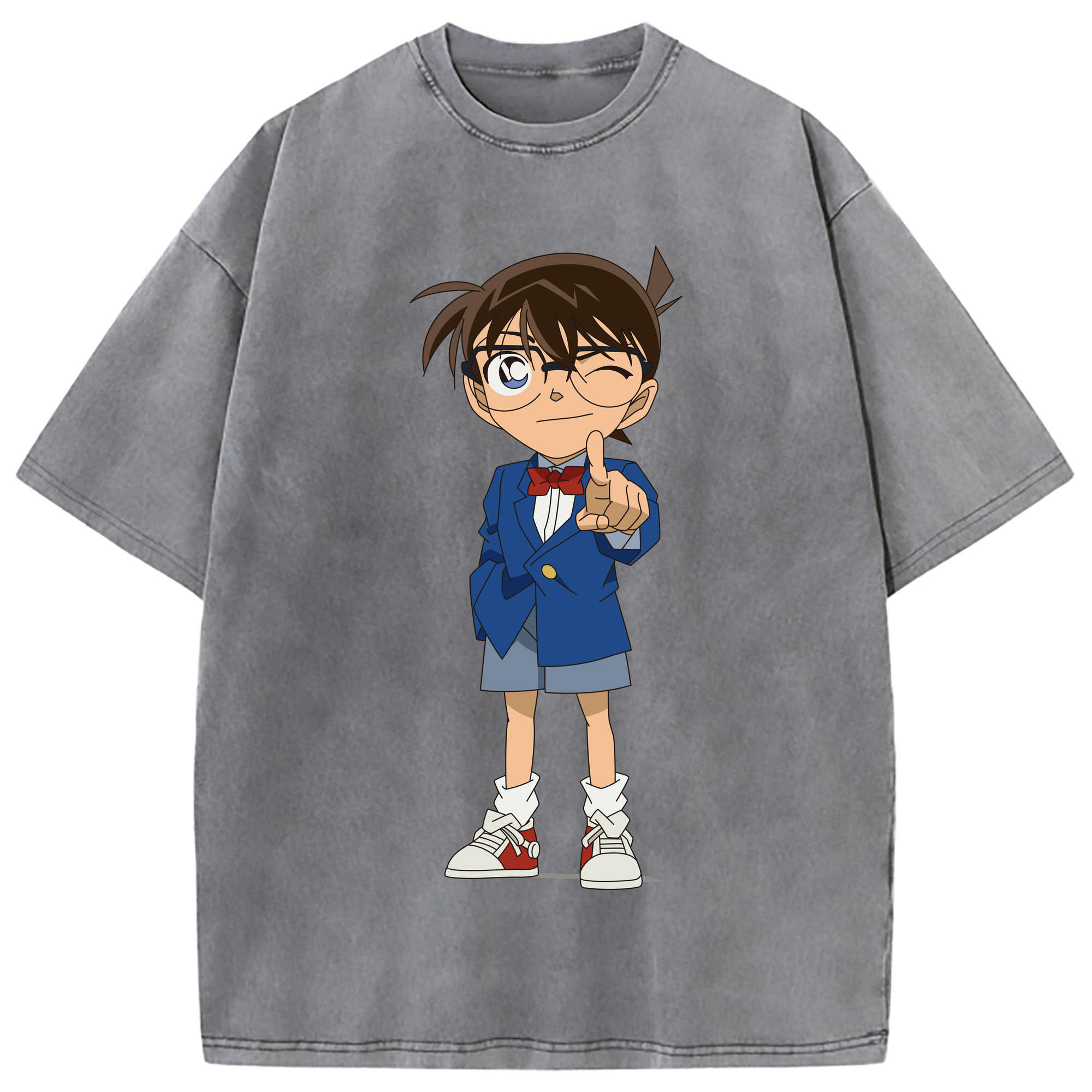 （画像用） 名探偵コナン 江戸川 コナン Detective Conan Conan Edogawa 綿100% ヴィンテージ風 半袖Tシャツ（フロントプリント）