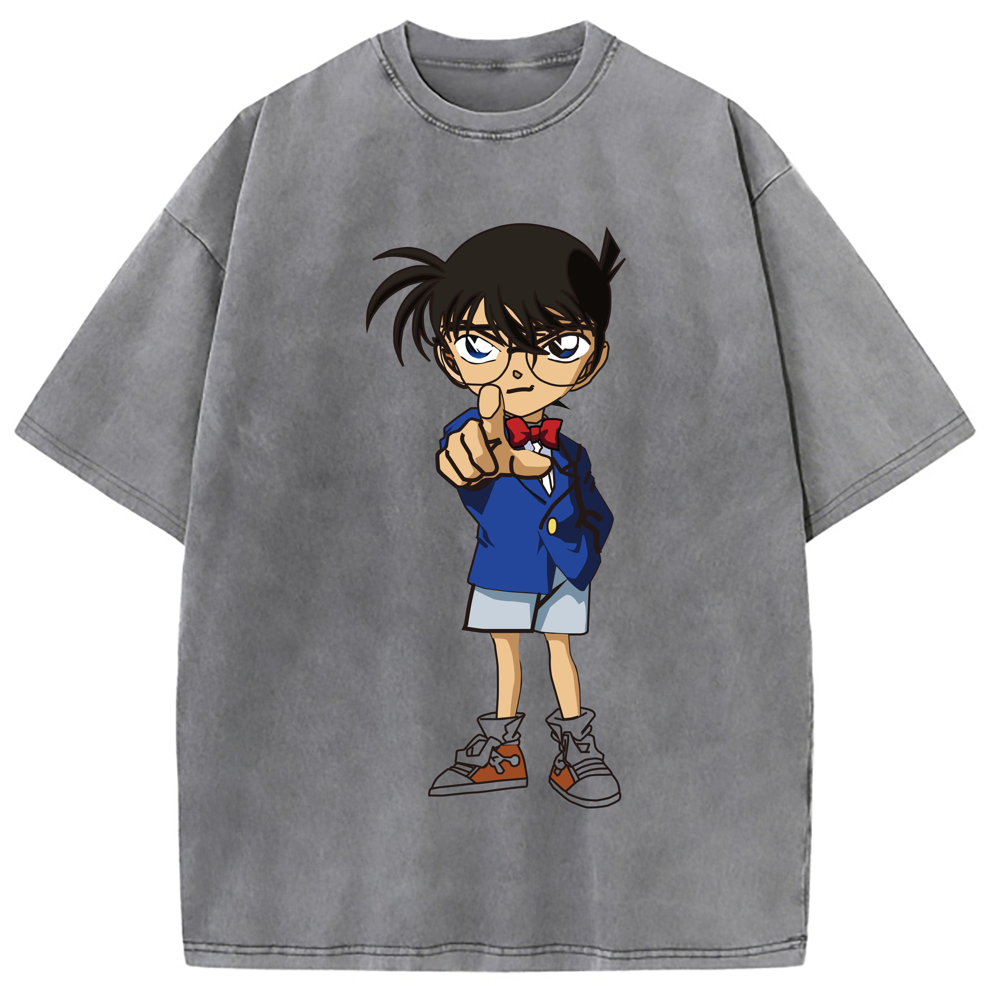 （画像用） 名探偵コナン 江戸川 コナン Detective Conan Conan Edogawa 綿100% ヴィンテージ風 半袖Tシャツ（フロントプリント）