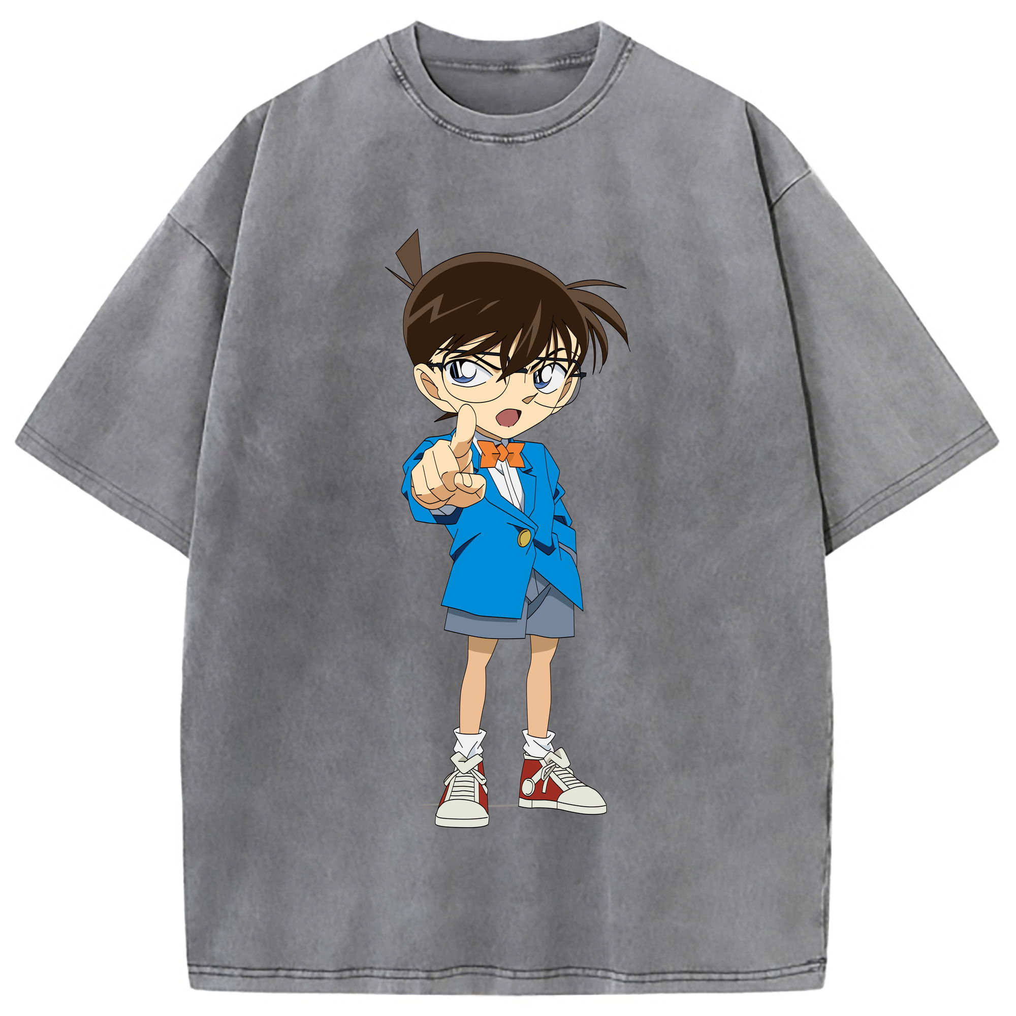 （画像用） 名探偵コナン 江戸川 コナン Detective Conan Conan Edogawa 綿100% ヴィンテージ風 半袖Tシャツ（フロントプリント）