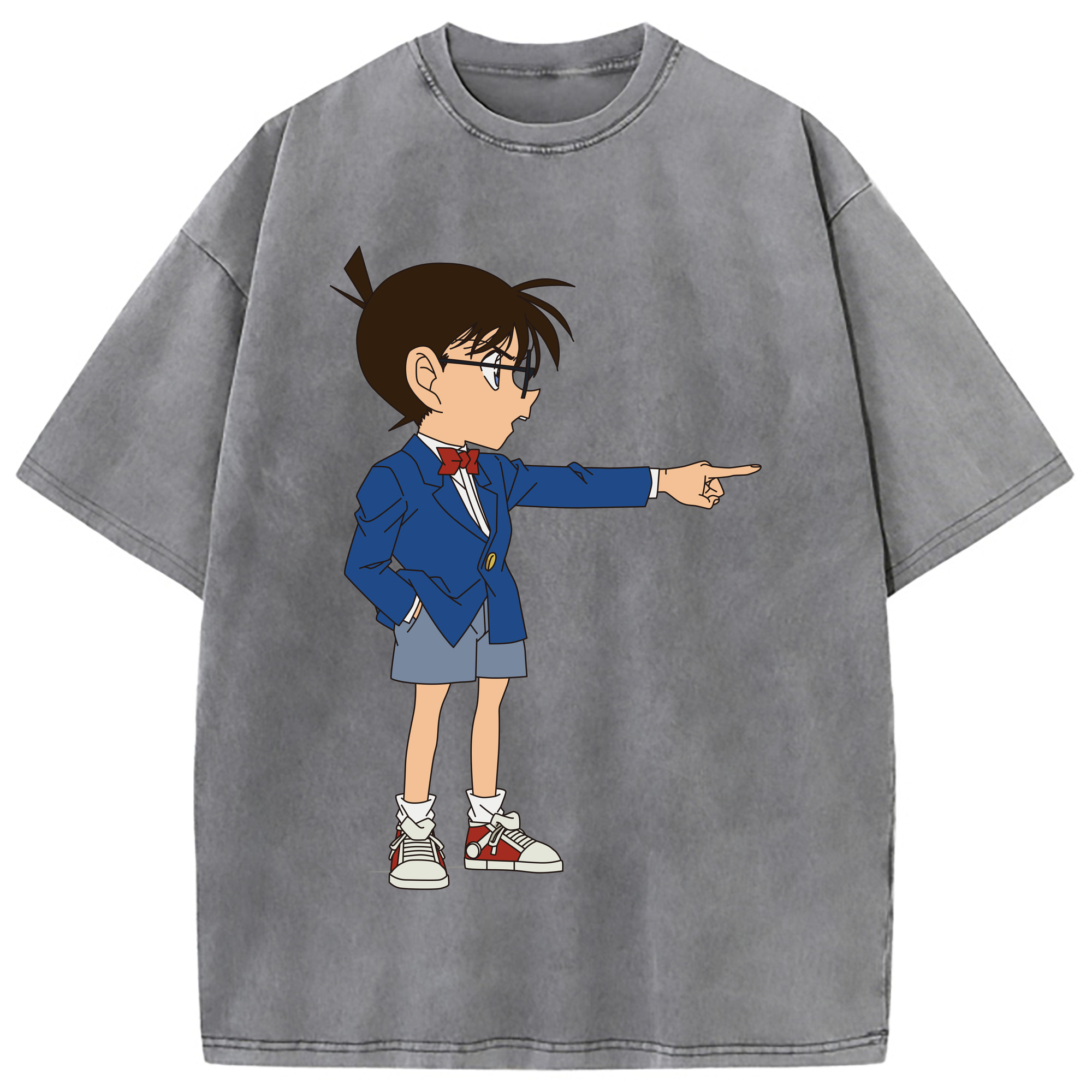 （画像用） 名探偵コナン 江戸川 コナン Detective Conan Conan Edogawa 綿100% ヴィンテージ風 半袖Tシャツ（フロントプリント）