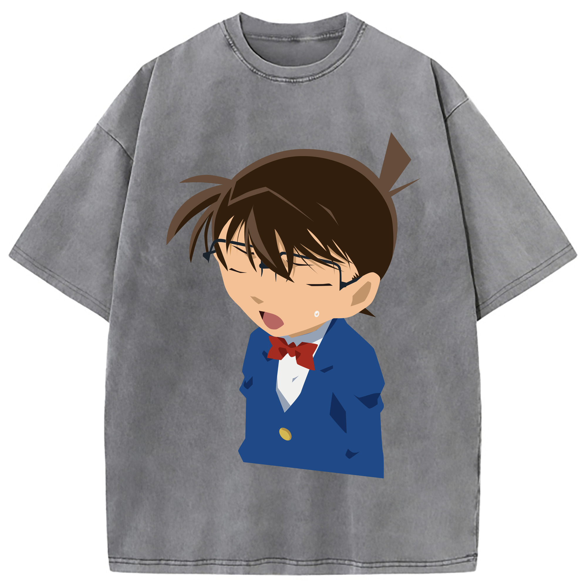 （画像用） 名探偵コナン 江戸川 コナン Detective Conan Conan Edogawa 綿100% ヴィンテージ風 半袖Tシャツ（フロントプリント）