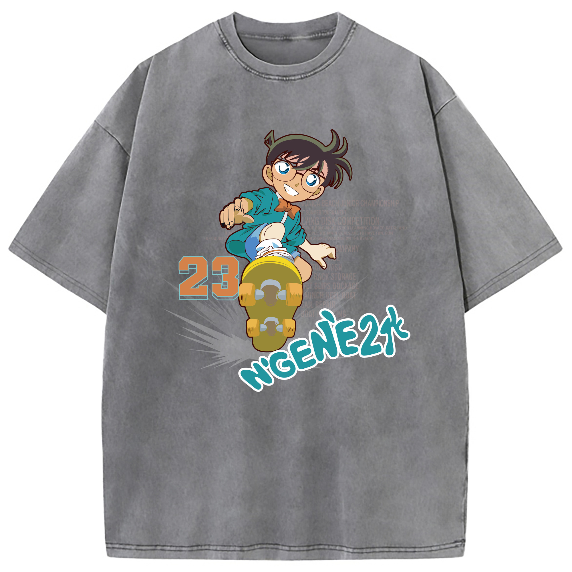 （画像用） 名探偵コナン 江戸川 コナン Detective Conan Conan Edogawa 綿100% ヴィンテージ風 半袖Tシャツ（フロントプリント）