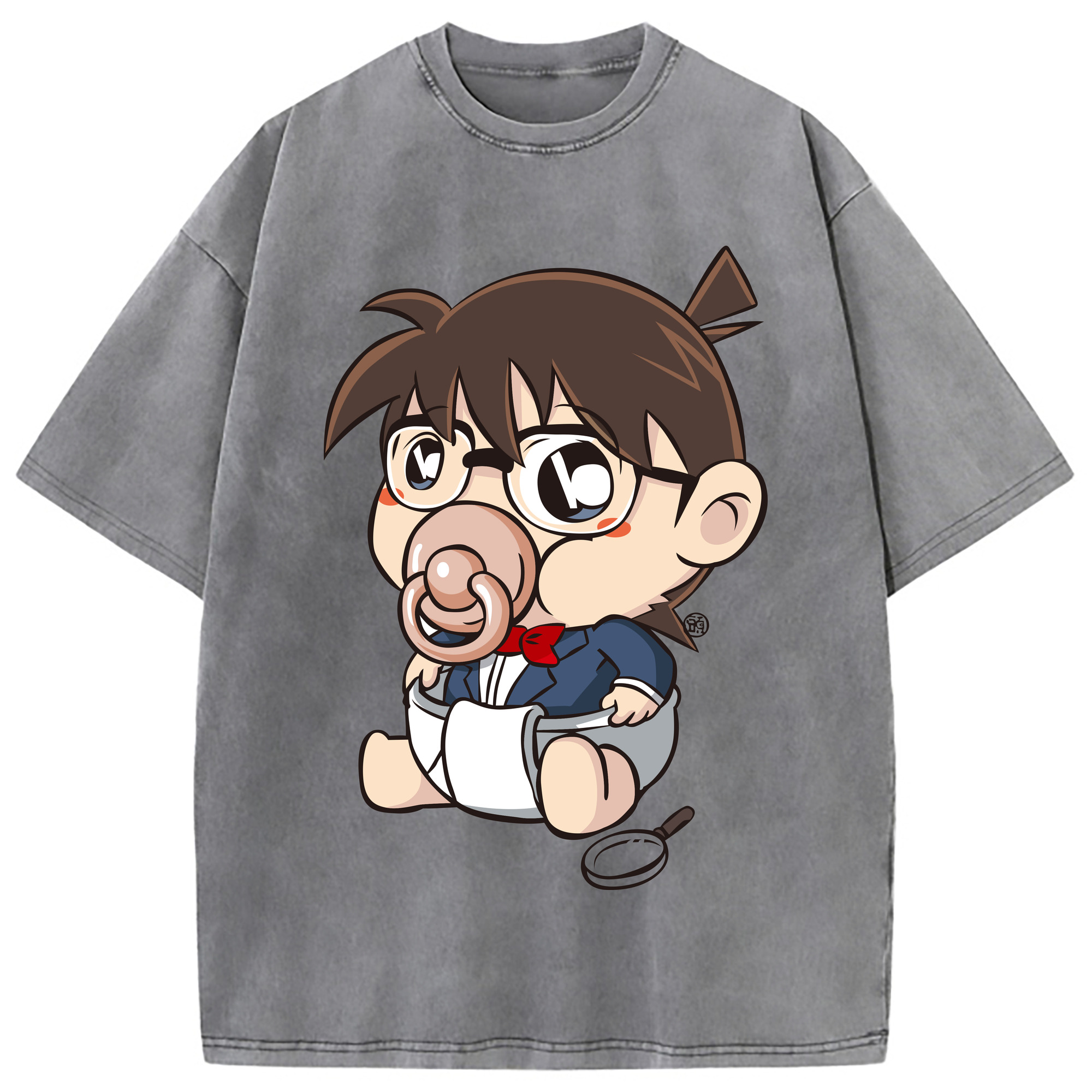 （画像用） 名探偵コナン 江戸川 コナン Detective Conan Conan Edogawa 綿100% ヴィンテージ風 半袖Tシャツ（フロントプリント）