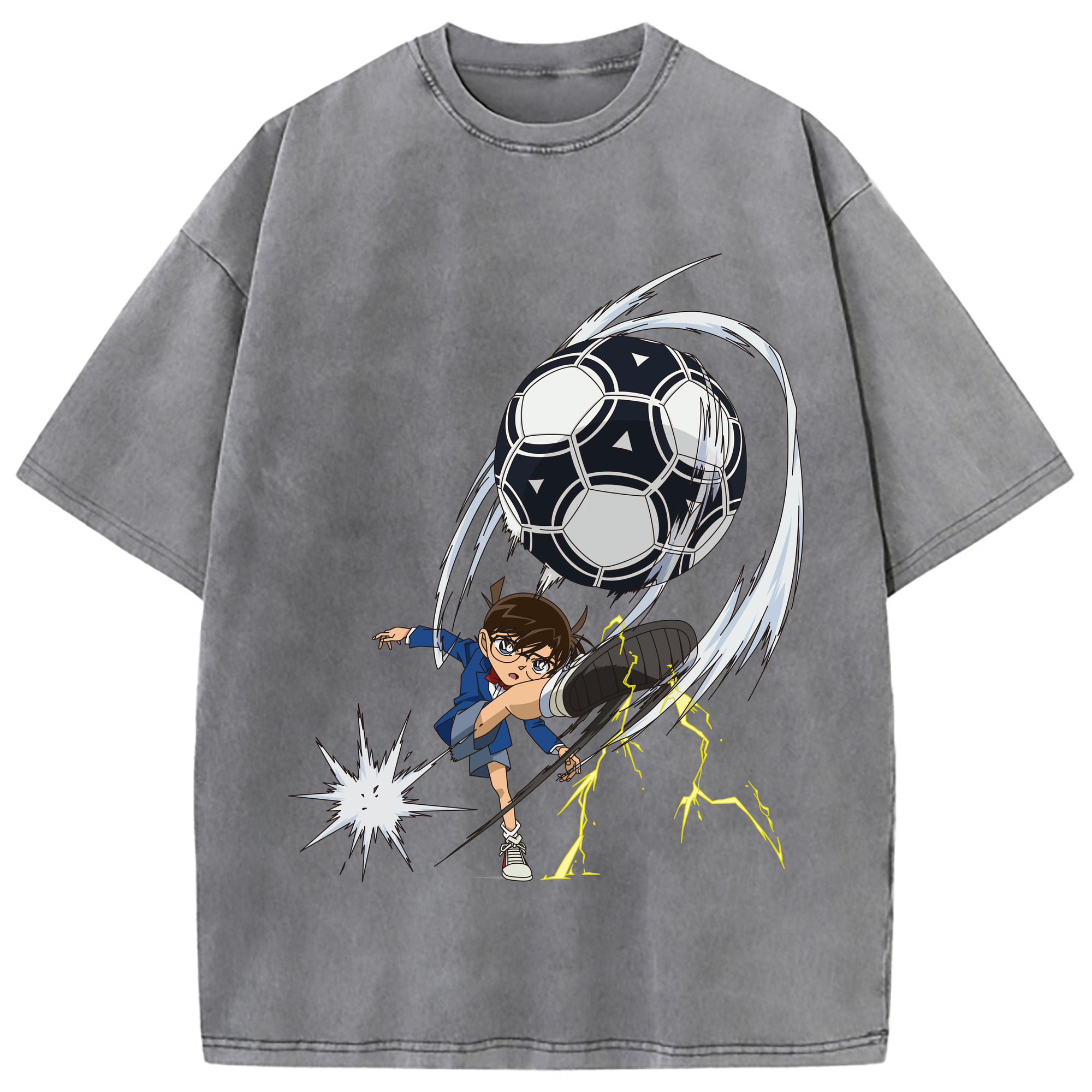 （画像用） 名探偵コナン 江戸川 コナン Detective Conan Conan Edogawa 綿100% ヴィンテージ風 半袖Tシャツ（フロントプリント）