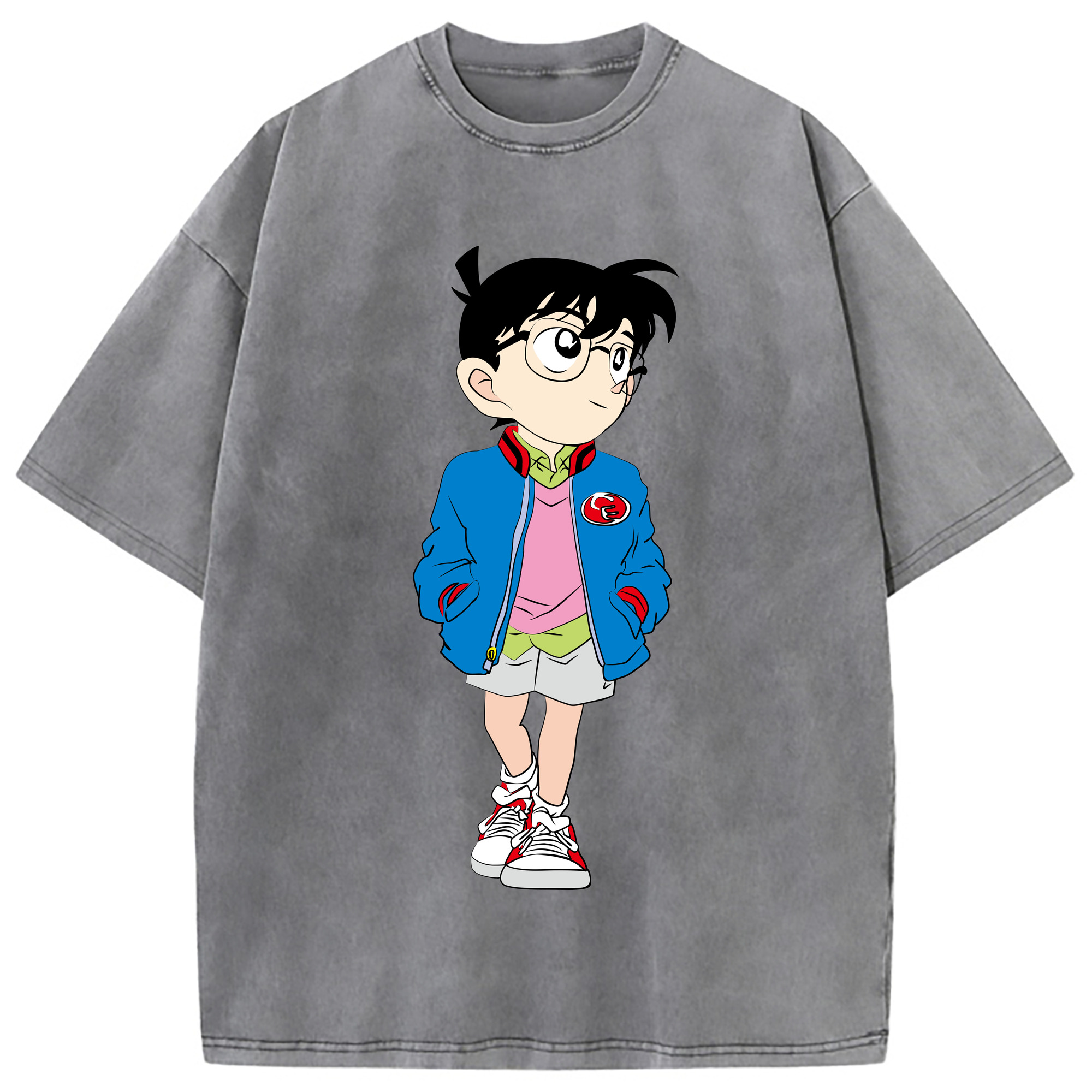 （画像用） 名探偵コナン 江戸川 コナン Detective Conan Conan Edogawa 綿100% ヴィンテージ風 半袖Tシャツ（フロントプリント）