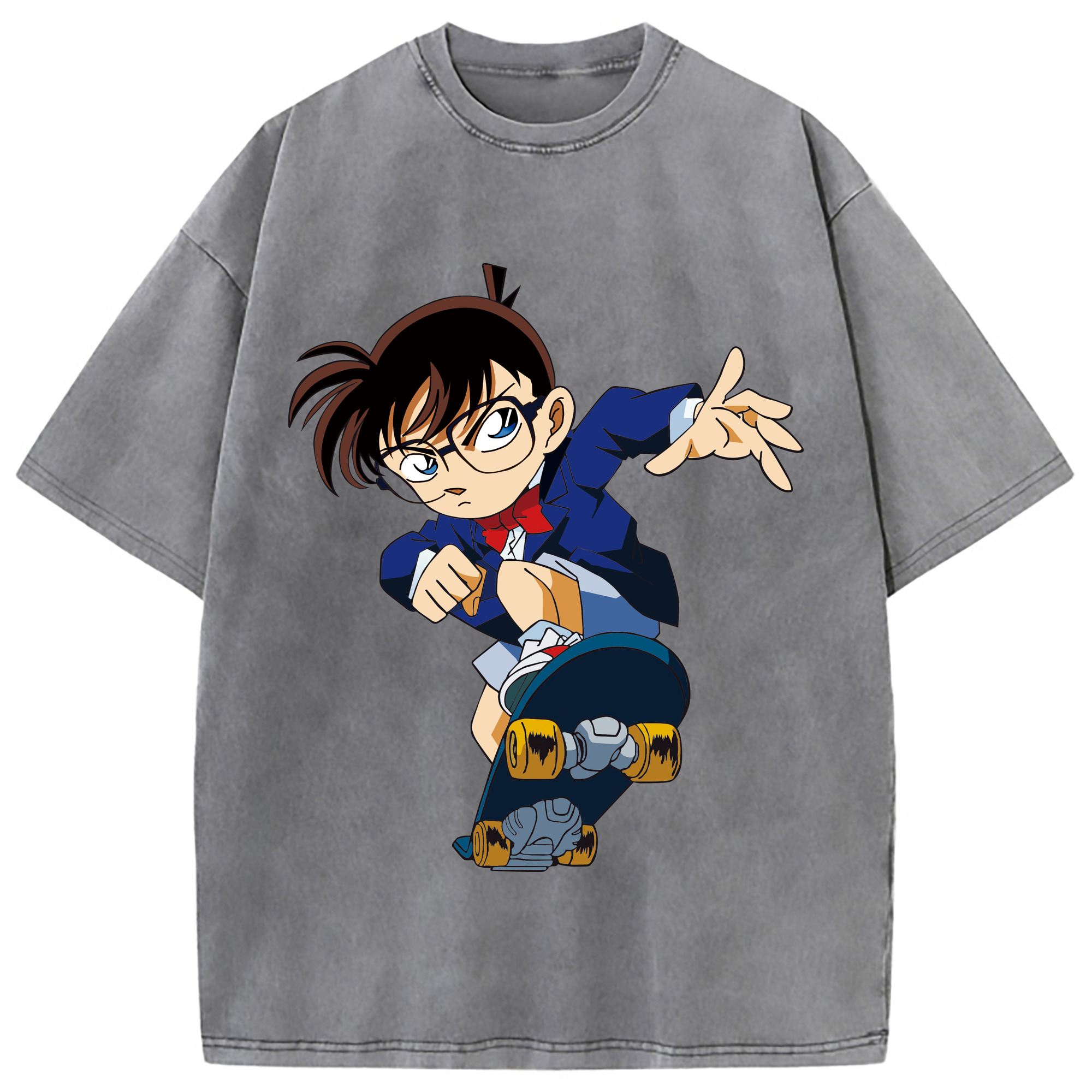 （画像用） 名探偵コナン 江戸川 コナン Detective Conan Conan Edogawa 綿100% ヴィンテージ風 半袖Tシャツ（フロントプリント）
