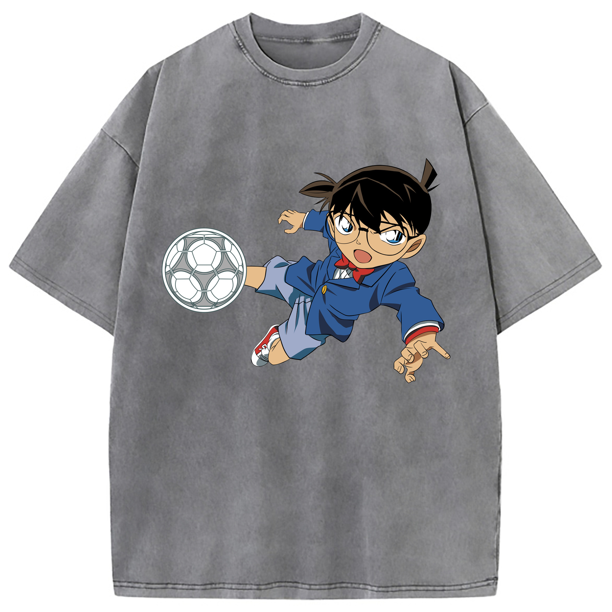 （画像用） 名探偵コナン 江戸川 コナン Detective Conan Conan Edogawa 綿100% ヴィンテージ風 半袖Tシャツ（フロントプリント）