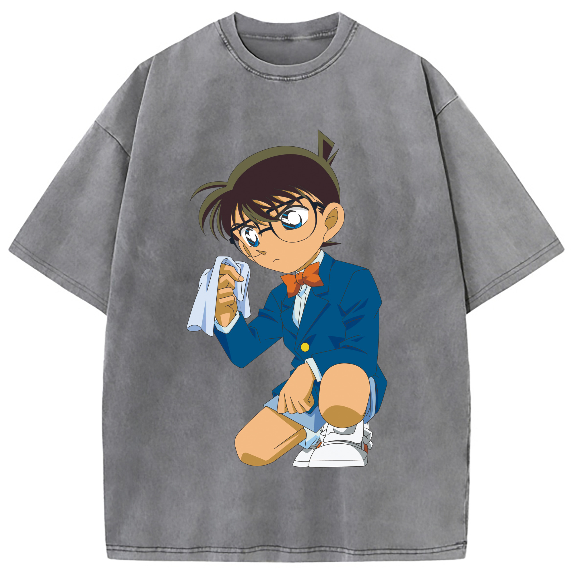 （画像用） 名探偵コナン 江戸川 コナン Detective Conan Conan Edogawa 綿100% ヴィンテージ風 半袖Tシャツ（フロントプリント）