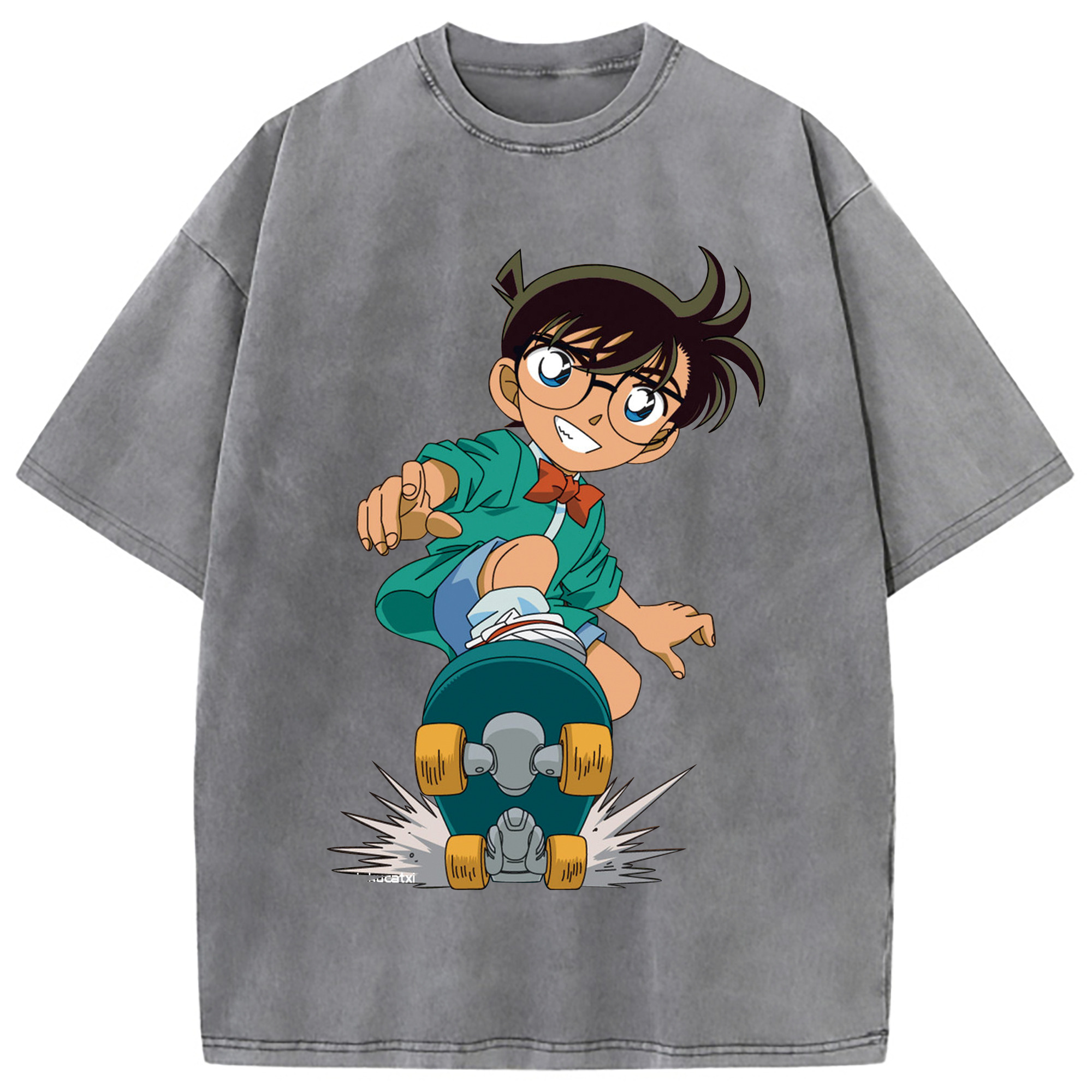 （画像用） 名探偵コナン 江戸川 コナン Detective Conan Conan Edogawa 綿100% ヴィンテージ風 半袖Tシャツ（フロントプリント）