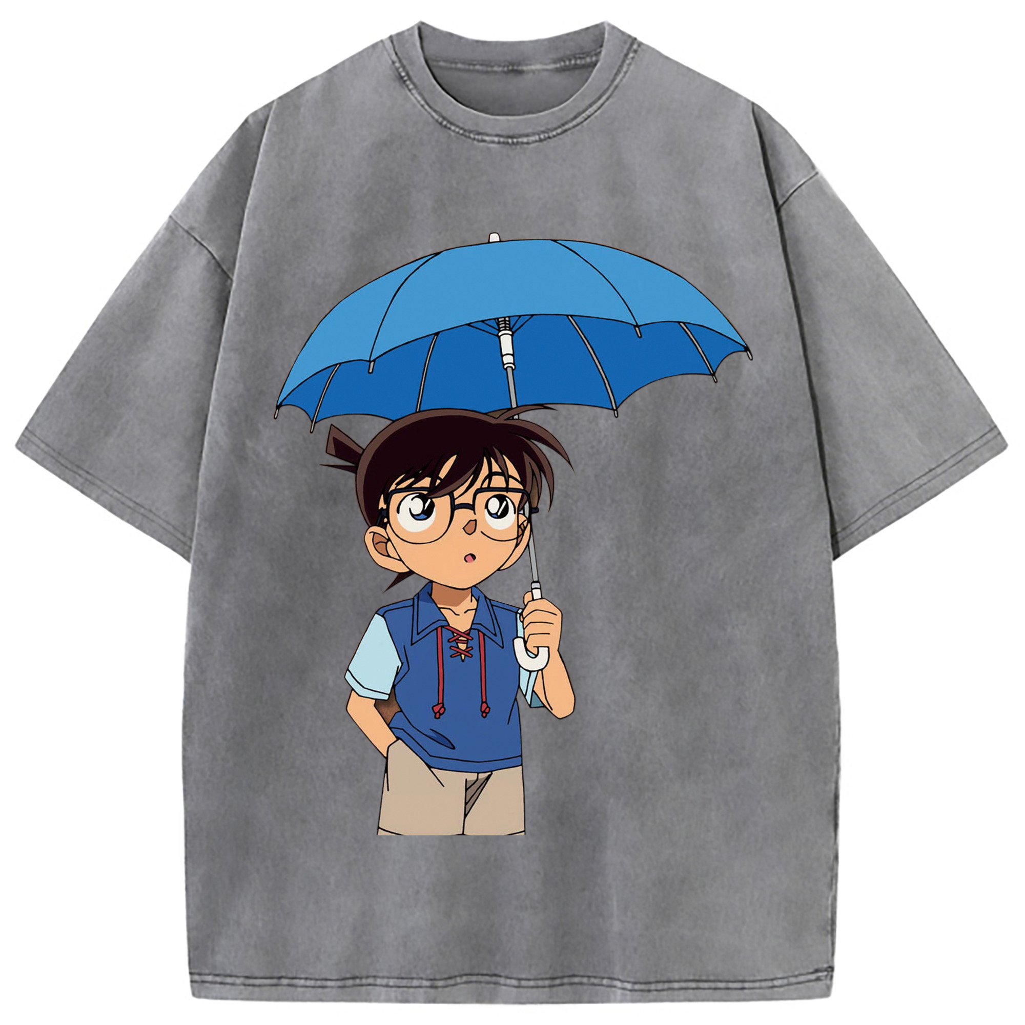 （画像用） 名探偵コナン 江戸川 コナン Detective Conan Conan Edogawa 綿100% ヴィンテージ風 半袖Tシャツ（フロントプリント）