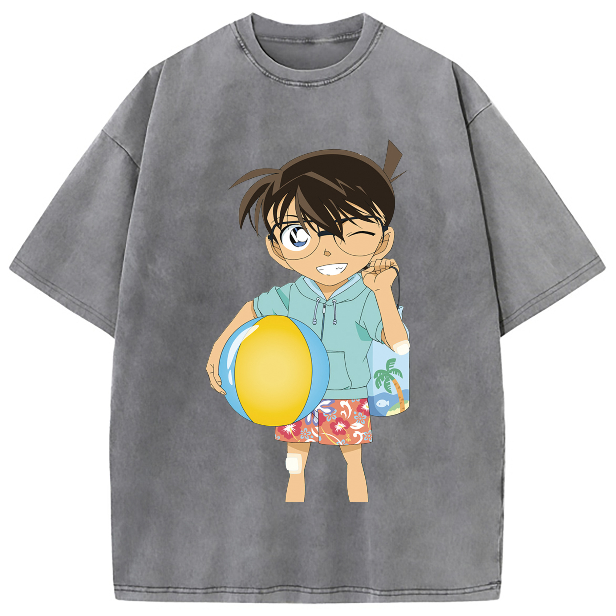 （画像用） 名探偵コナン 江戸川 コナン Detective Conan Conan Edogawa 綿100% ヴィンテージ風 半袖Tシャツ（フロントプリント）