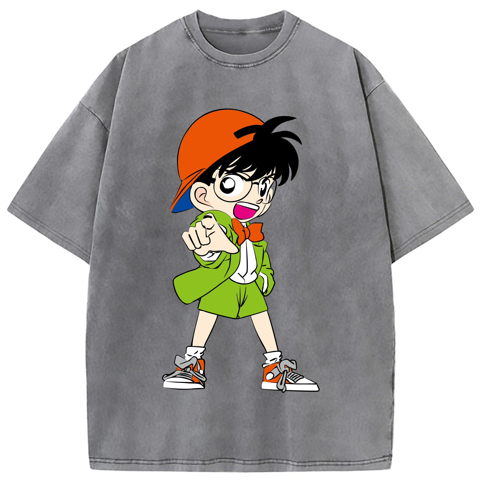 （画像用） 名探偵コナン 江戸川 コナン Detective Conan Conan Edogawa 綿100% ヴィンテージ風 半袖Tシャツ（フロントプリント）