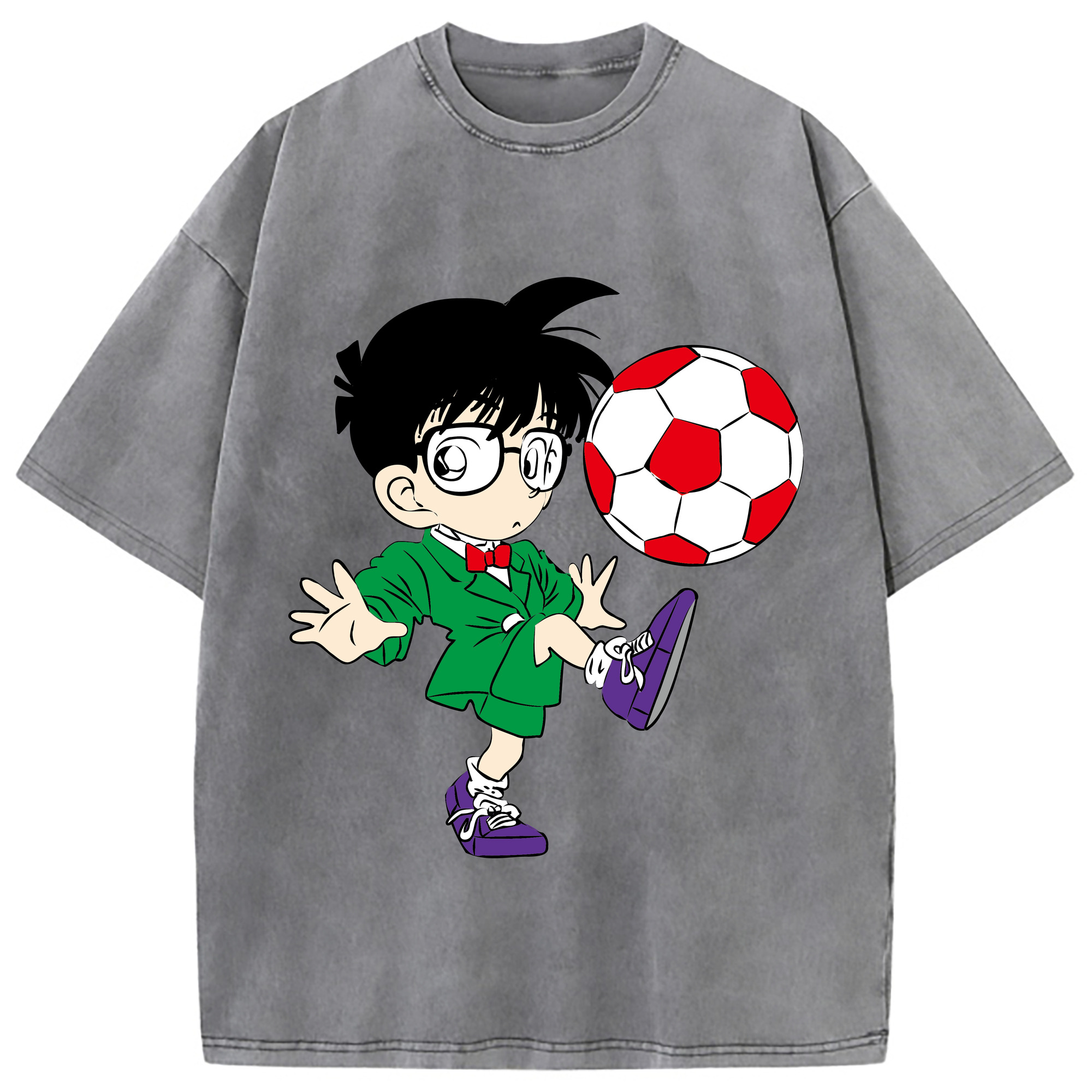 （画像用） 名探偵コナン 江戸川 コナン Detective Conan Conan Edogawa 綿100% ヴィンテージ風 半袖Tシャツ（フロントプリント）