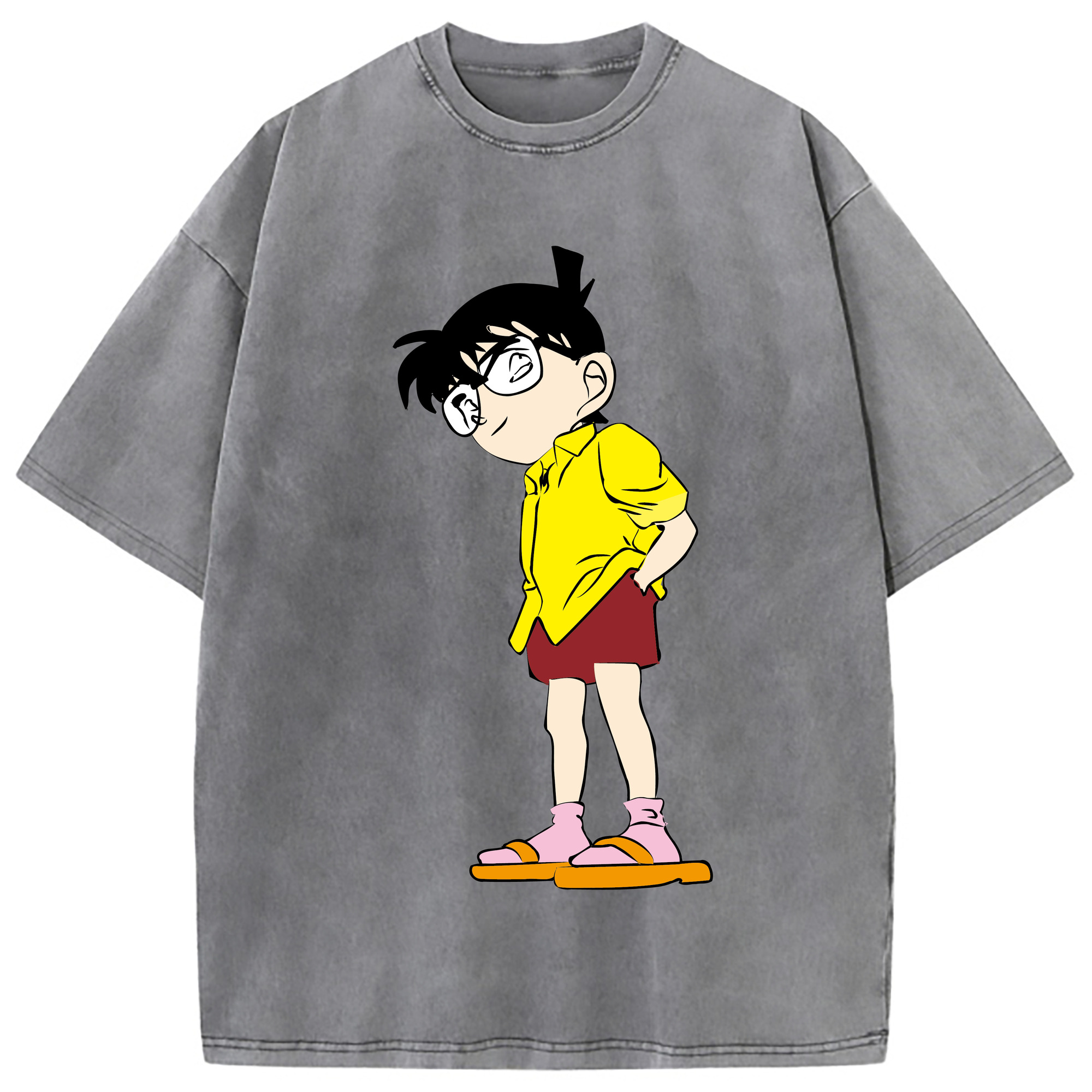 （画像用） 名探偵コナン 江戸川 コナン Detective Conan Conan Edogawa 綿100% ヴィンテージ風 半袖Tシャツ（フロントプリント）