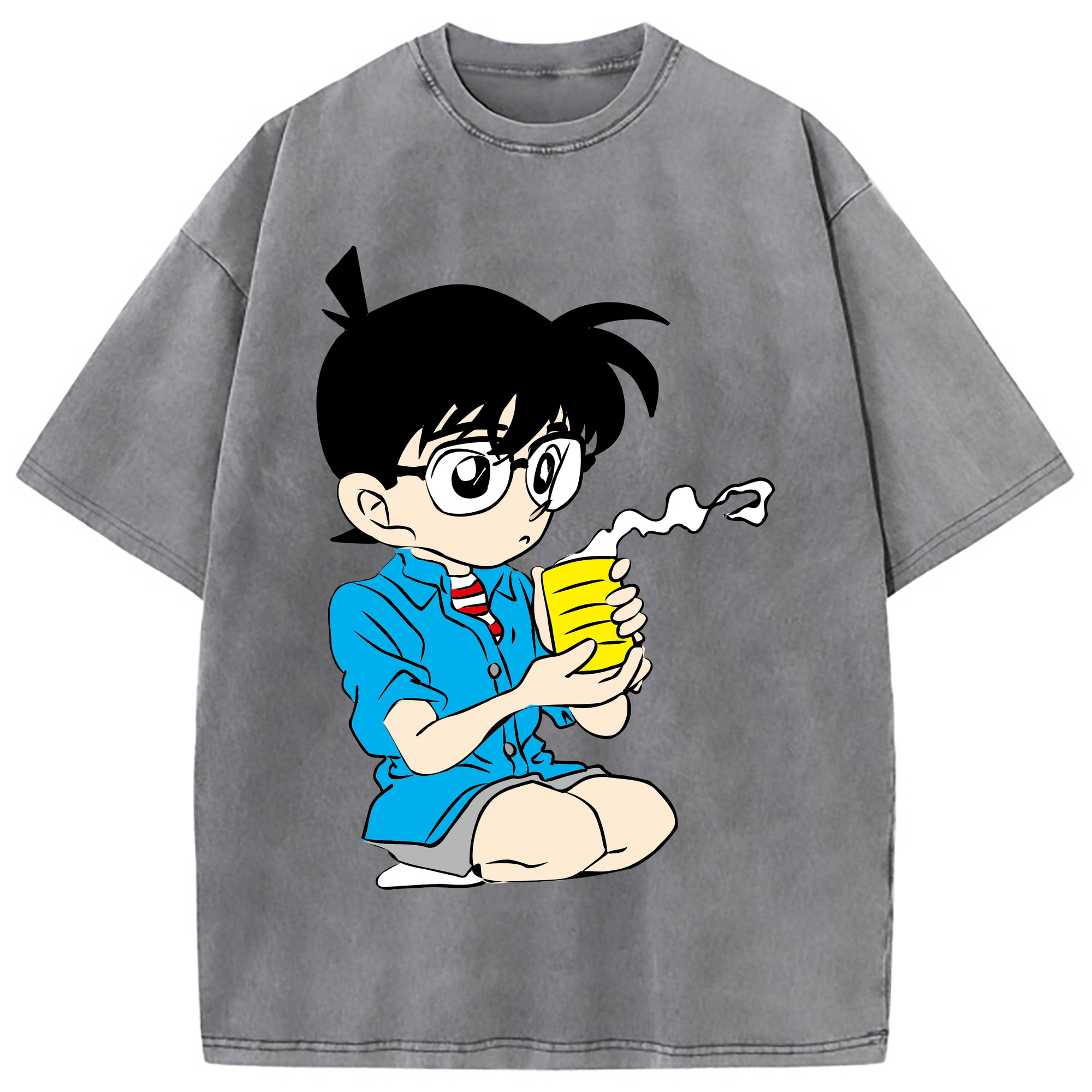 （画像用） 名探偵コナン 江戸川 コナン Detective Conan Conan Edogawa 綿100% ヴィンテージ風 半袖Tシャツ（フロントプリント）
