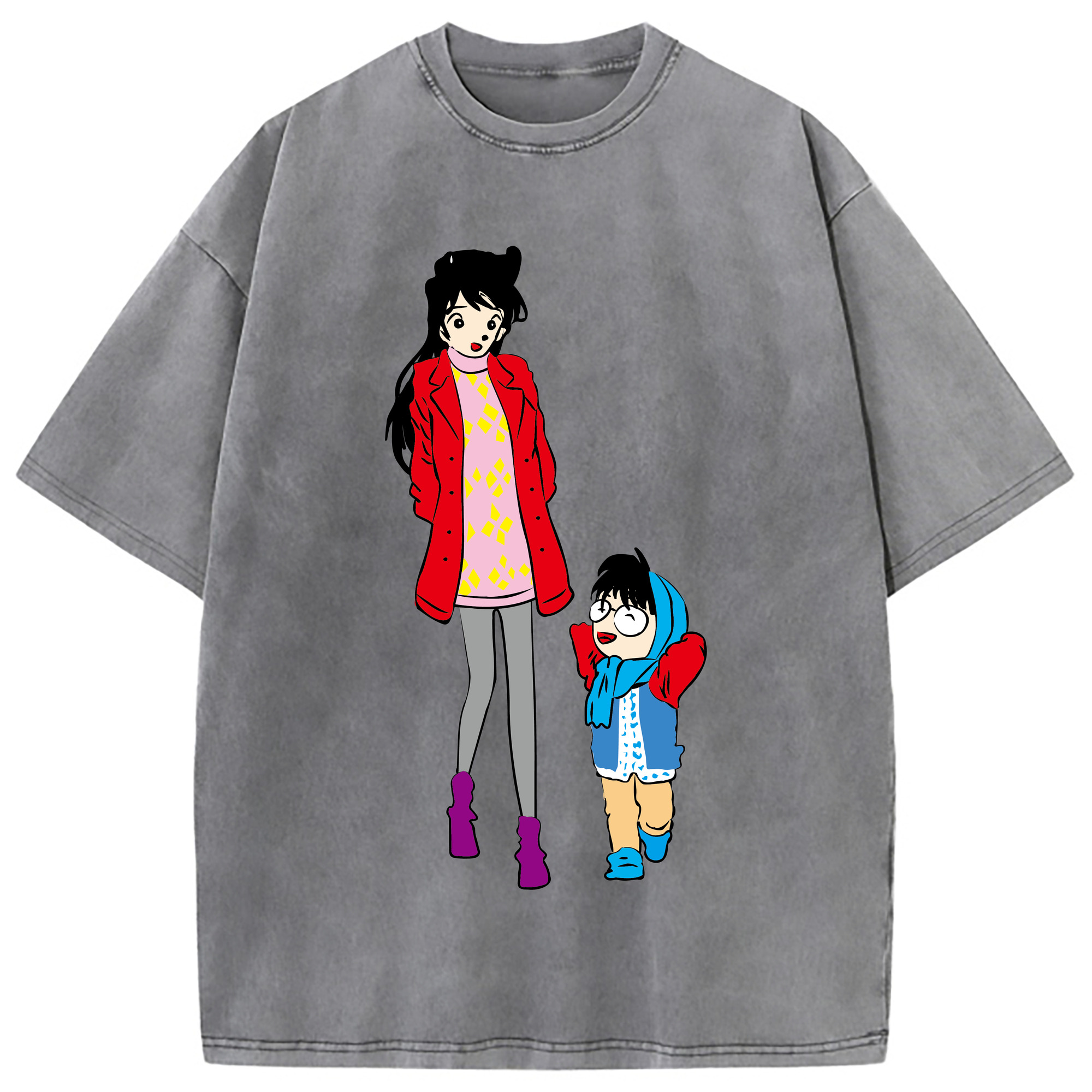 （画像用） 名探偵コナン 江戸川 コナン Detective Conan Conan Edogawa 綿100% ヴィンテージ風 半袖Tシャツ（フロントプリント）