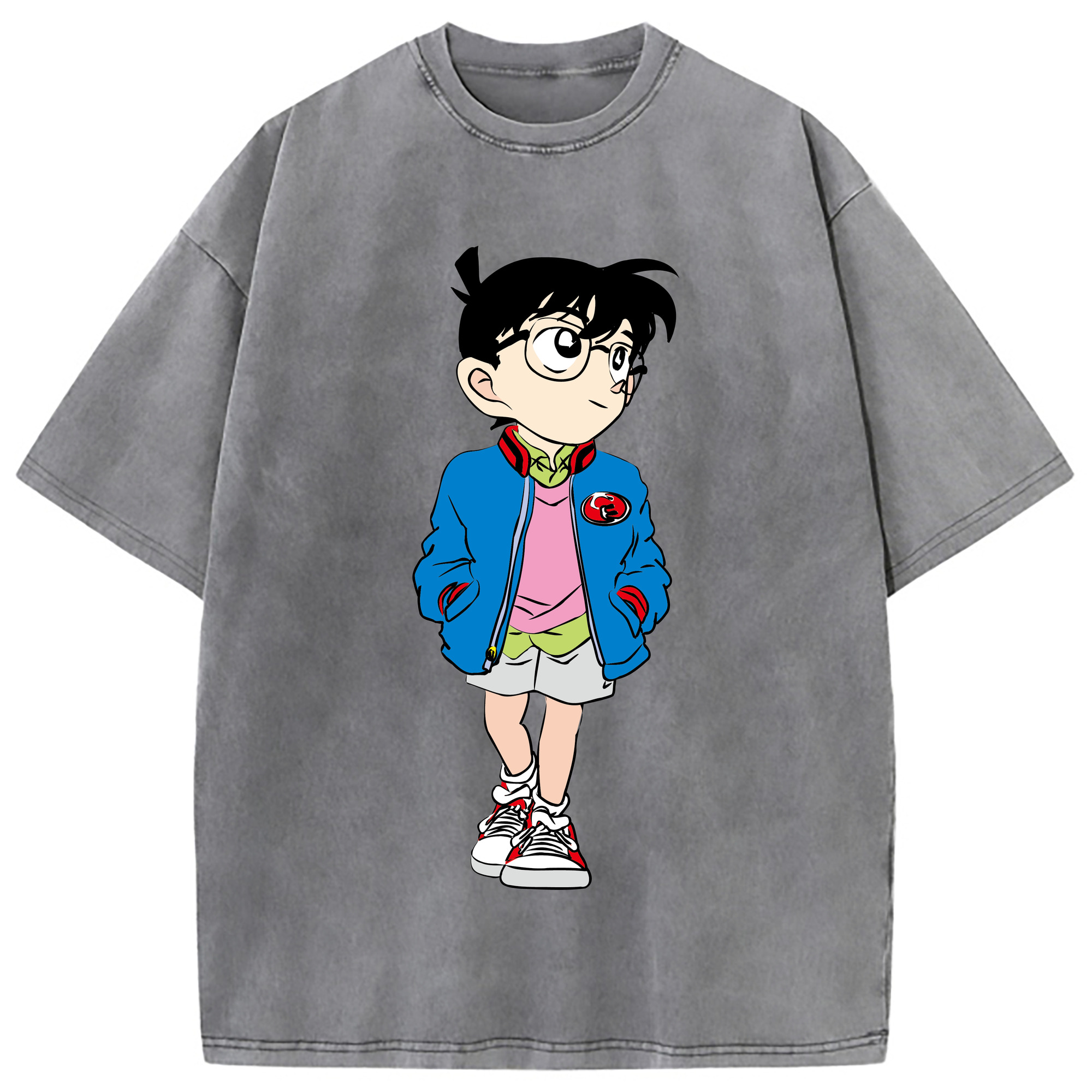（画像用） 名探偵コナン 江戸川 コナン Detective Conan Conan Edogawa 綿100% ヴィンテージ風 半袖Tシャツ（フロントプリント）