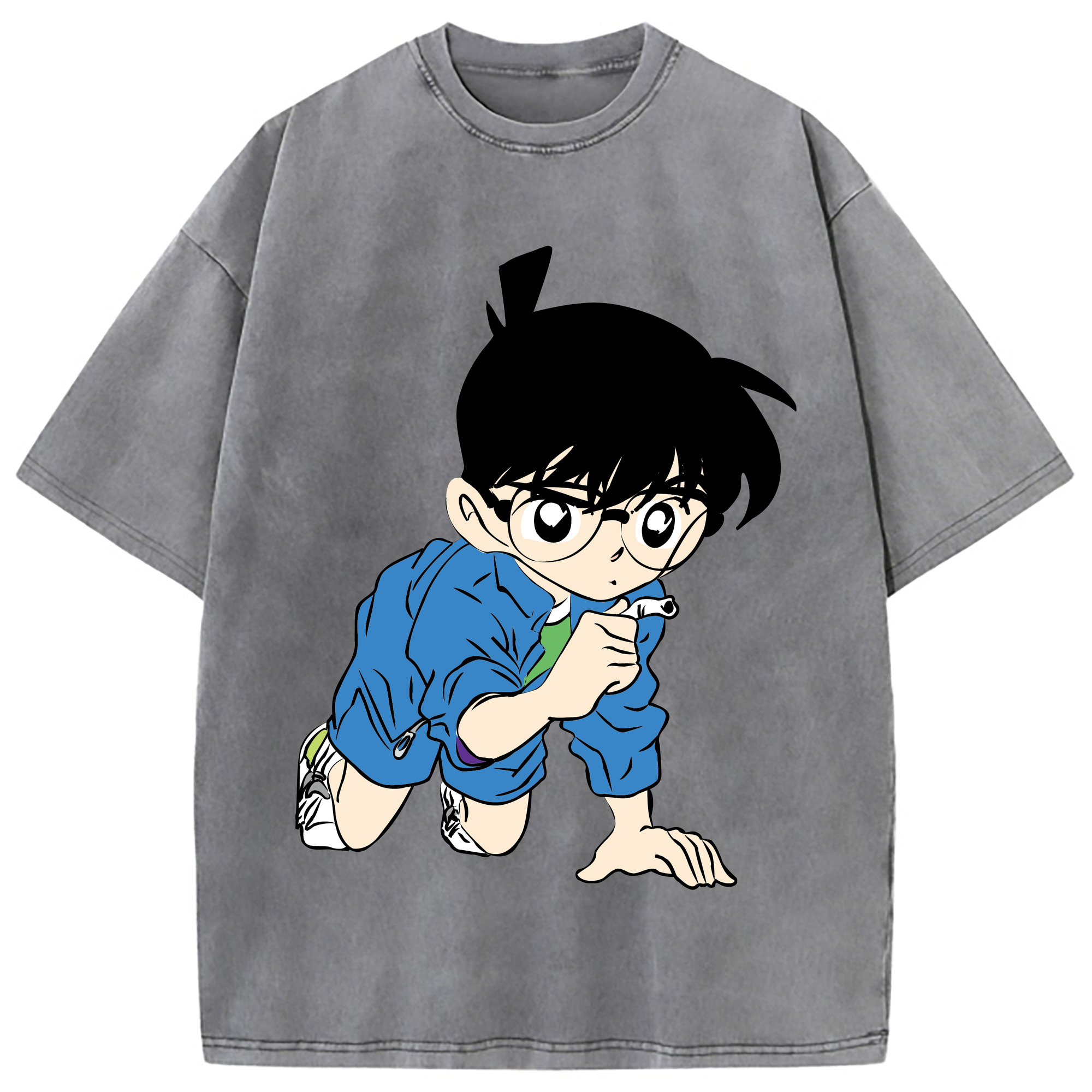 （画像用） 名探偵コナン 江戸川 コナン Detective Conan Conan Edogawa 綿100% ヴィンテージ風 半袖Tシャツ（フロントプリント）
