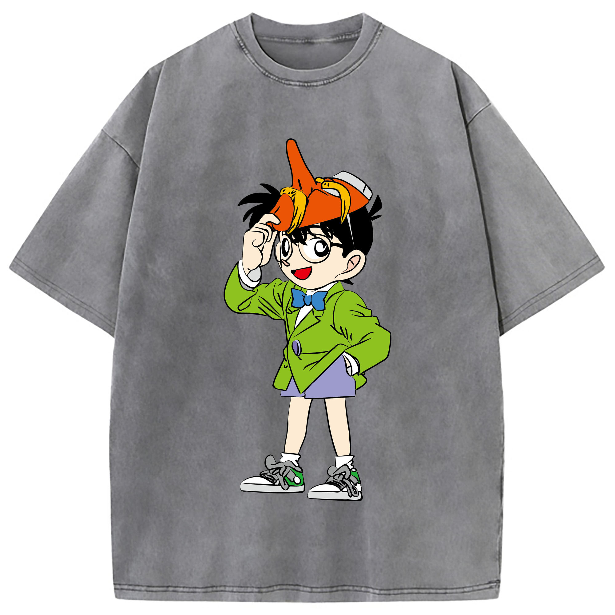 （画像用） 名探偵コナン 江戸川 コナン Detective Conan Conan Edogawa 綿100% ヴィンテージ風 半袖Tシャツ（フロントプリント）