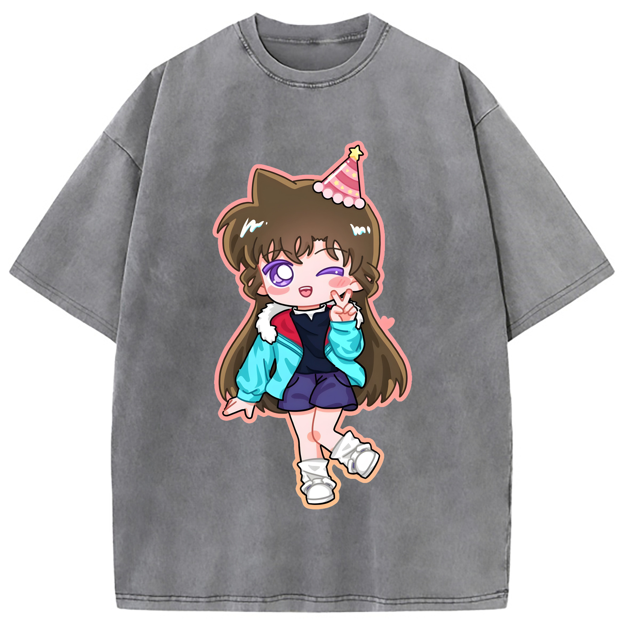 （画像用） 名探偵コナン 毛利 蘭 もうり らん、モーリ ラン Detective Conan Rachel Moore 綿100% ヴィンテージ風 半袖Tシャツ（フロントプリント）