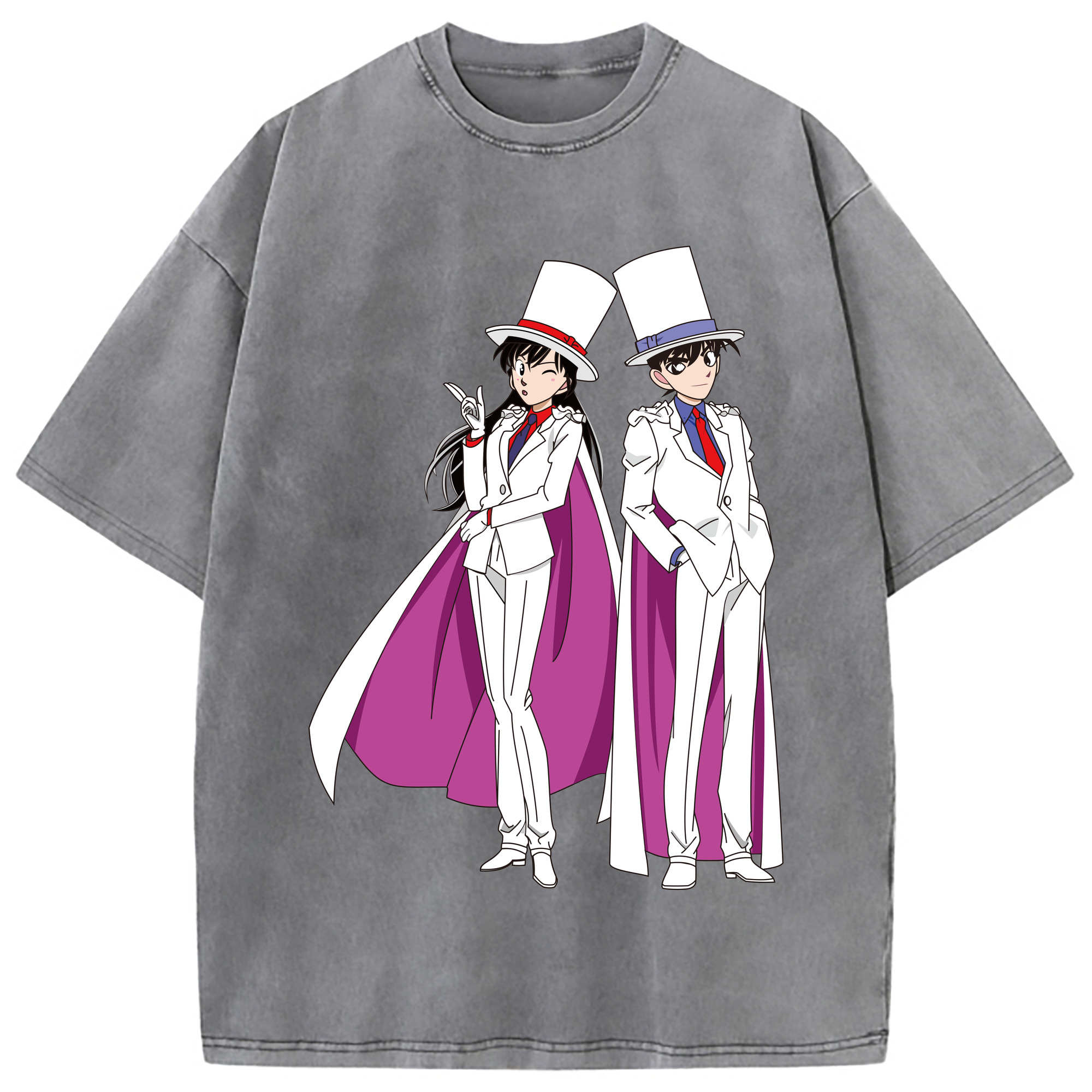 （画像用） 名探偵コナン くろば かいと Detective Conan Kuroba Kaito 綿100% ヴィンテージ風 半袖Tシャツ（フロントプリント）