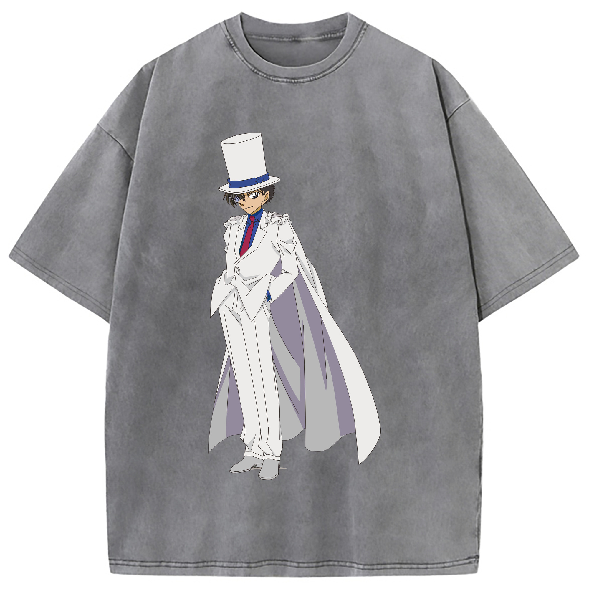 （画像用） 名探偵コナン くろば かいと Detective Conan Kuroba Kaito 綿100% ヴィンテージ風 半袖Tシャツ（フロントプリント）