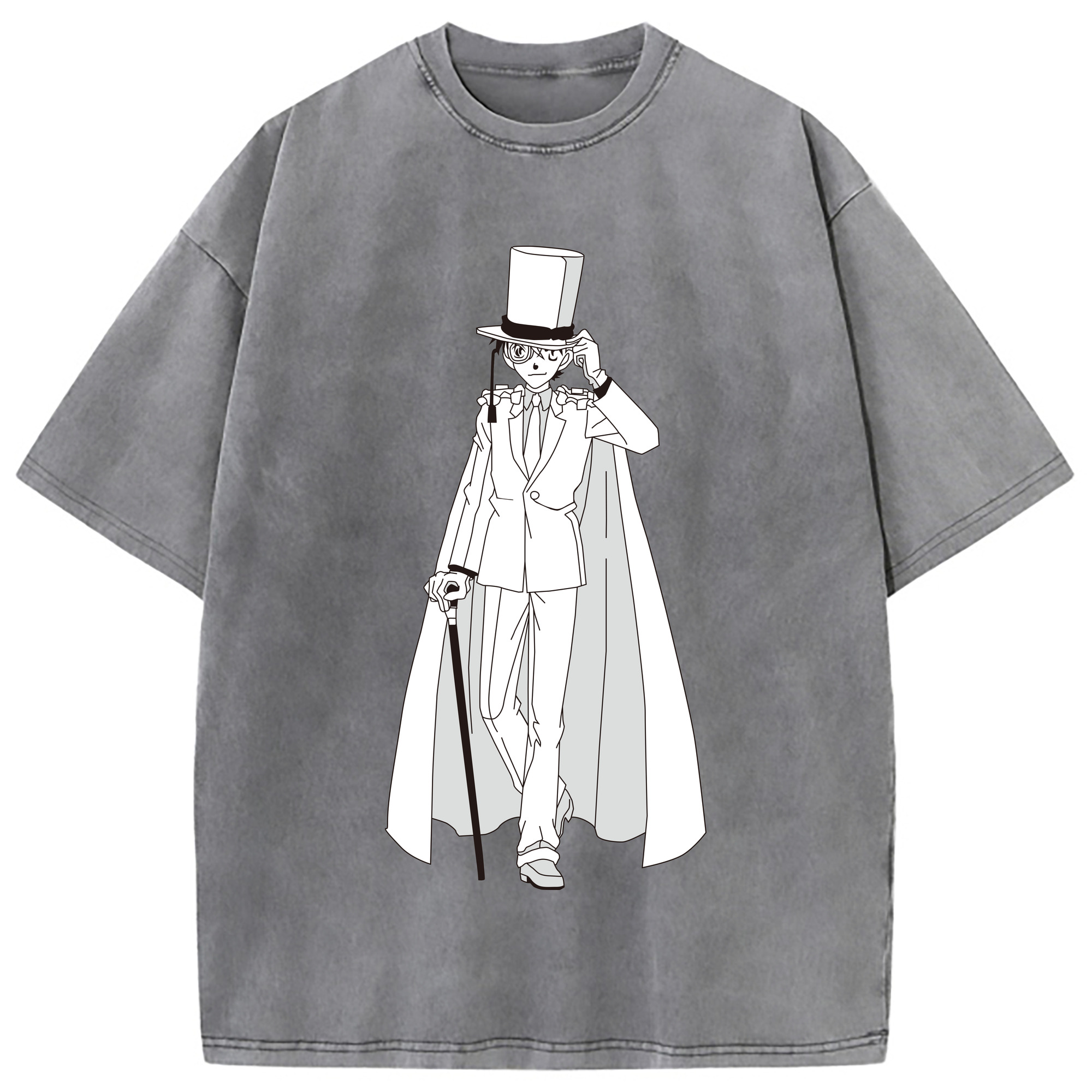 （画像用） 名探偵コナン くろば かいと Detective Conan Kuroba Kaito 綿100% ヴィンテージ風 半袖Tシャツ（フロントプリント）