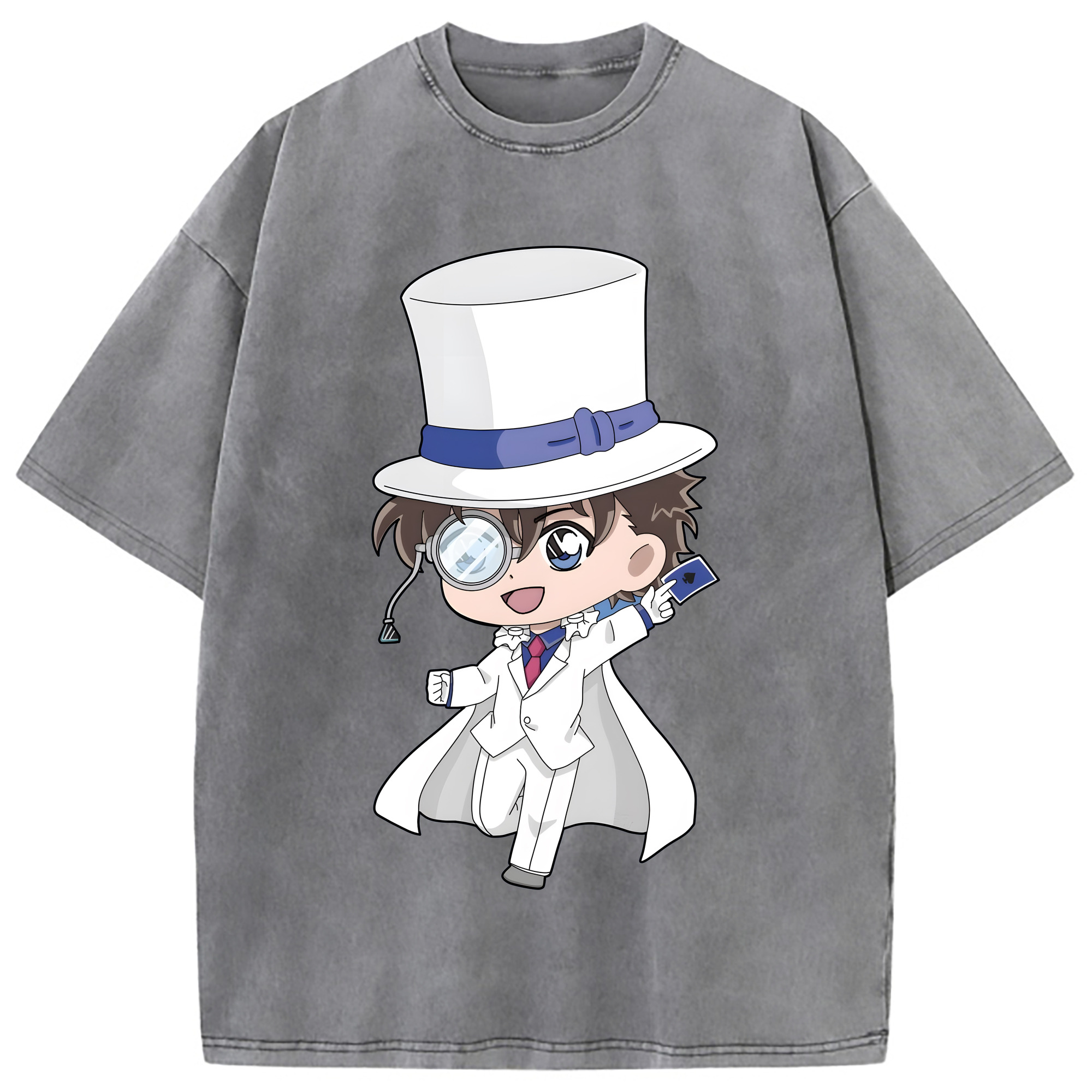 （画像用） 名探偵コナン くろば かいと Detective Conan Kuroba Kaito 綿100% ヴィンテージ風 半袖Tシャツ（フロントプリント）