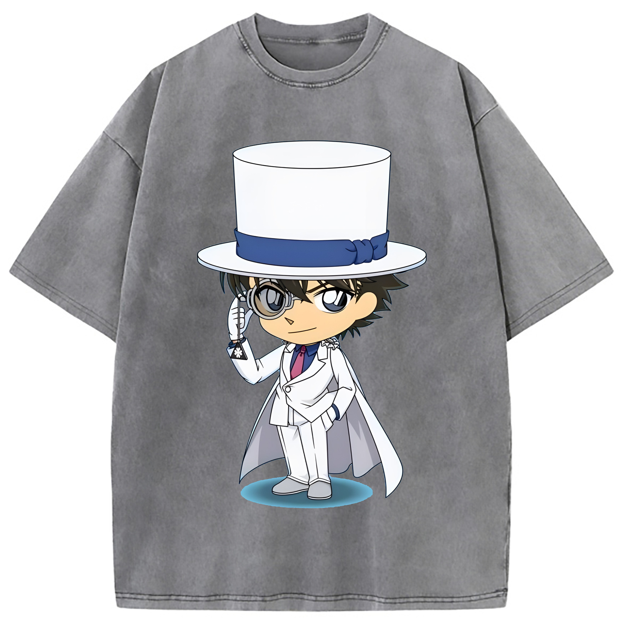（画像用） 名探偵コナン くろば かいと Detective Conan Kuroba Kaito 綿100% ヴィンテージ風 半袖Tシャツ（フロントプリント）