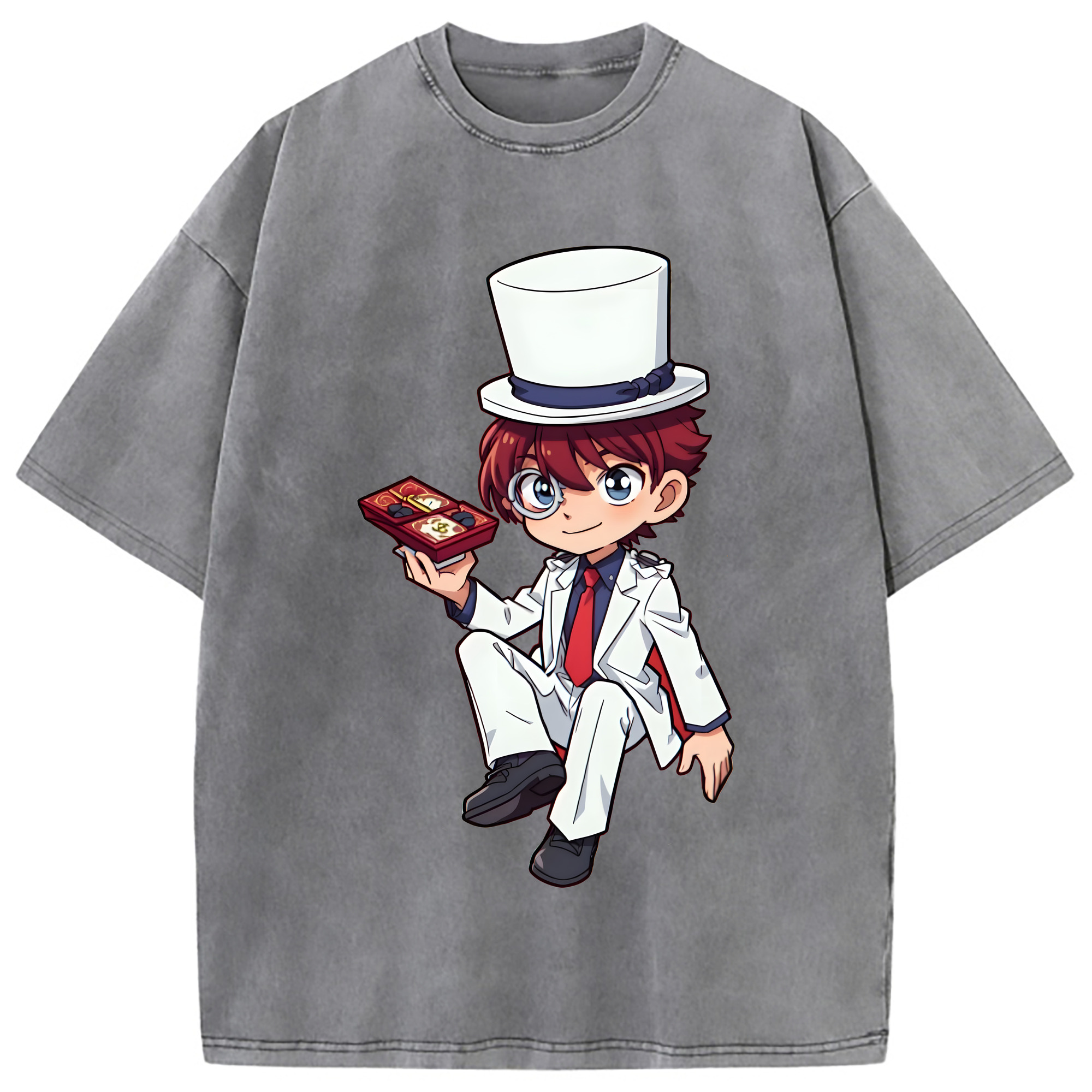 （画像用） 名探偵コナン くろば かいと Detective Conan Kuroba Kaito 綿100% ヴィンテージ風 半袖Tシャツ（フロントプリント）