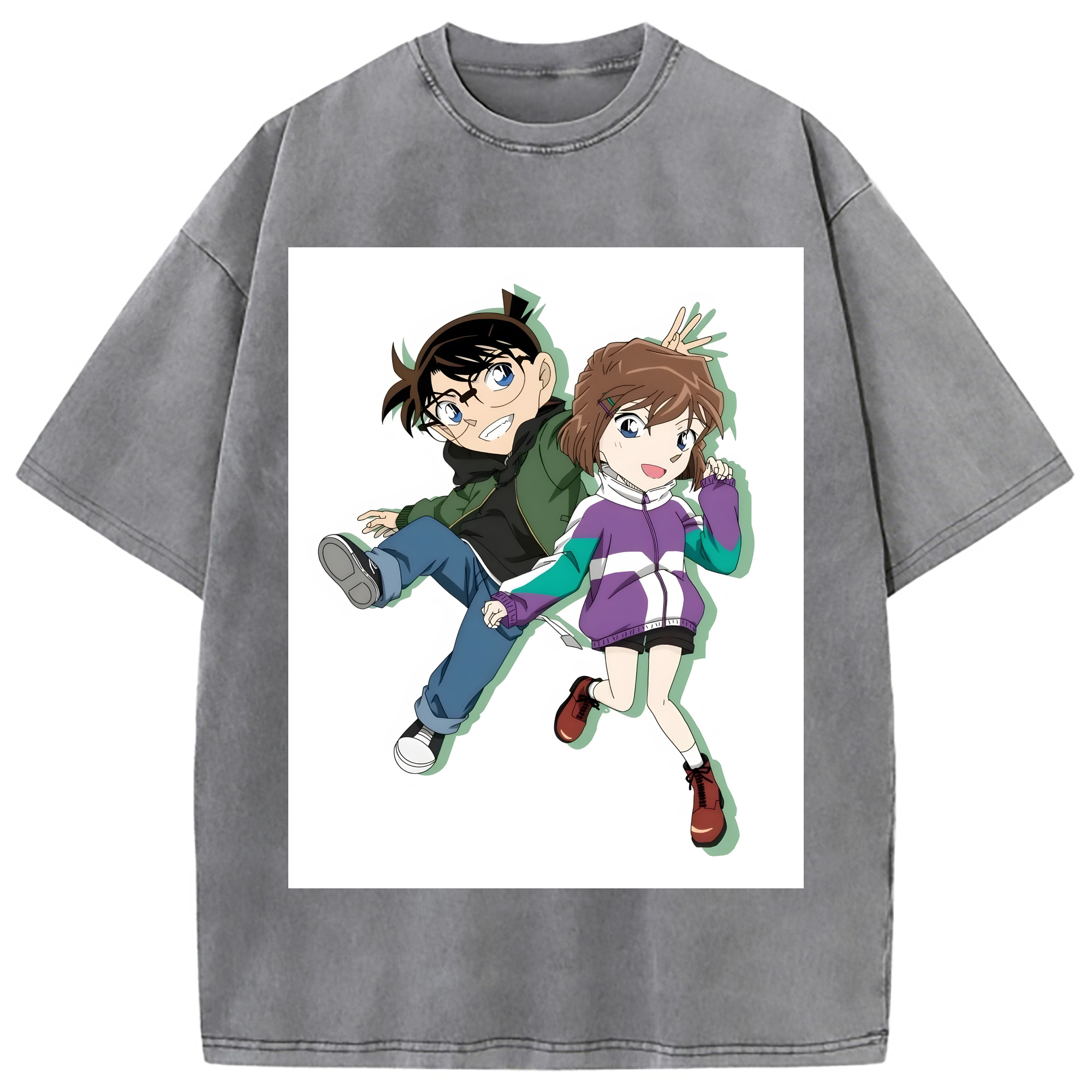 （画像用） 名探偵コナン 灰原 哀 はいばら あい Detective Conan Anita Hailey、Vi Graythorn Haibara Ai 綿100% ヴィンテージ風 半袖Tシャツ（フロントプリント）