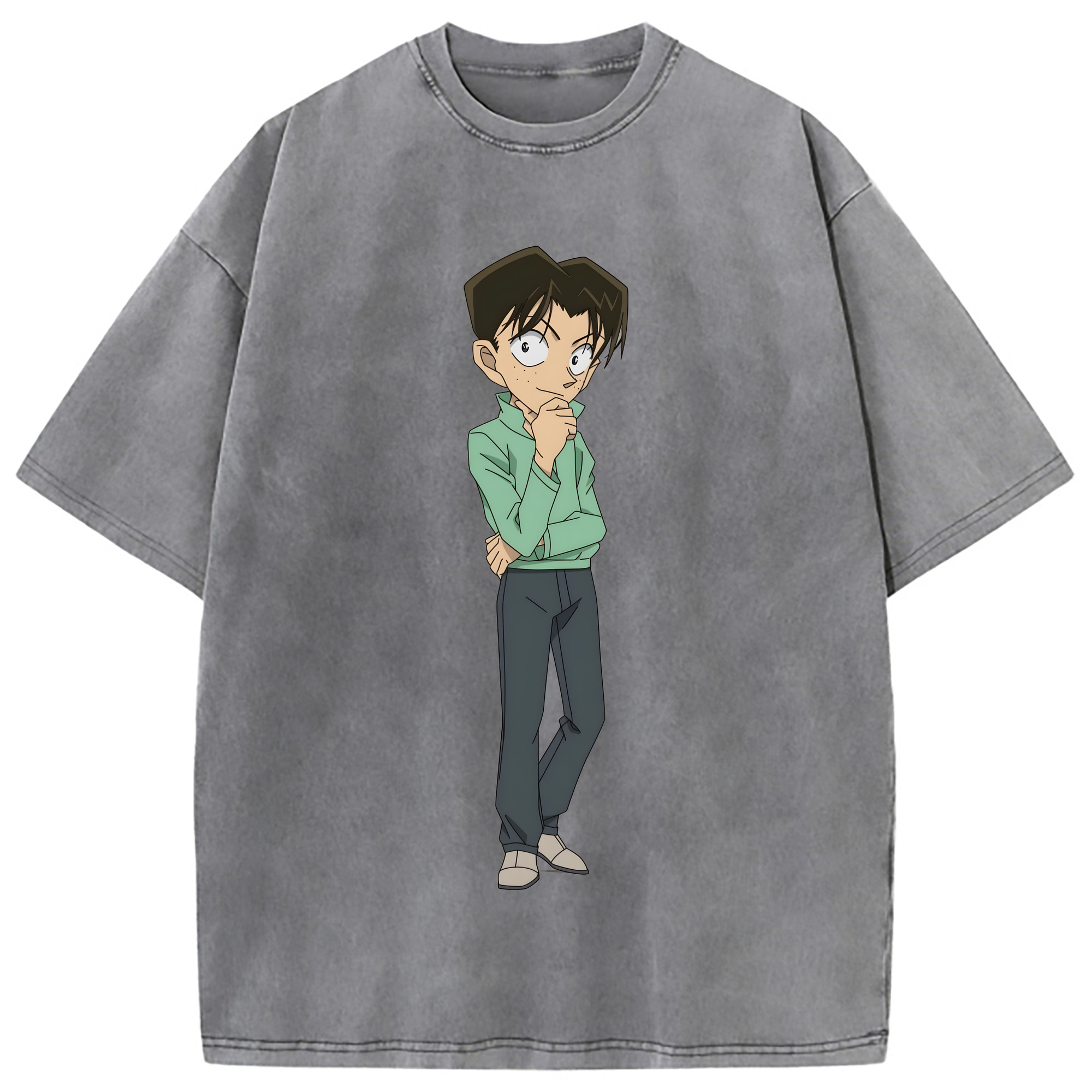 （画像用） 名探偵コナン 円谷 光彦 つぶらや みつひこ Detective Conan Mitch Tennyson 綿100% ヴィンテージ風 半袖Tシャツ（フロントプリント）