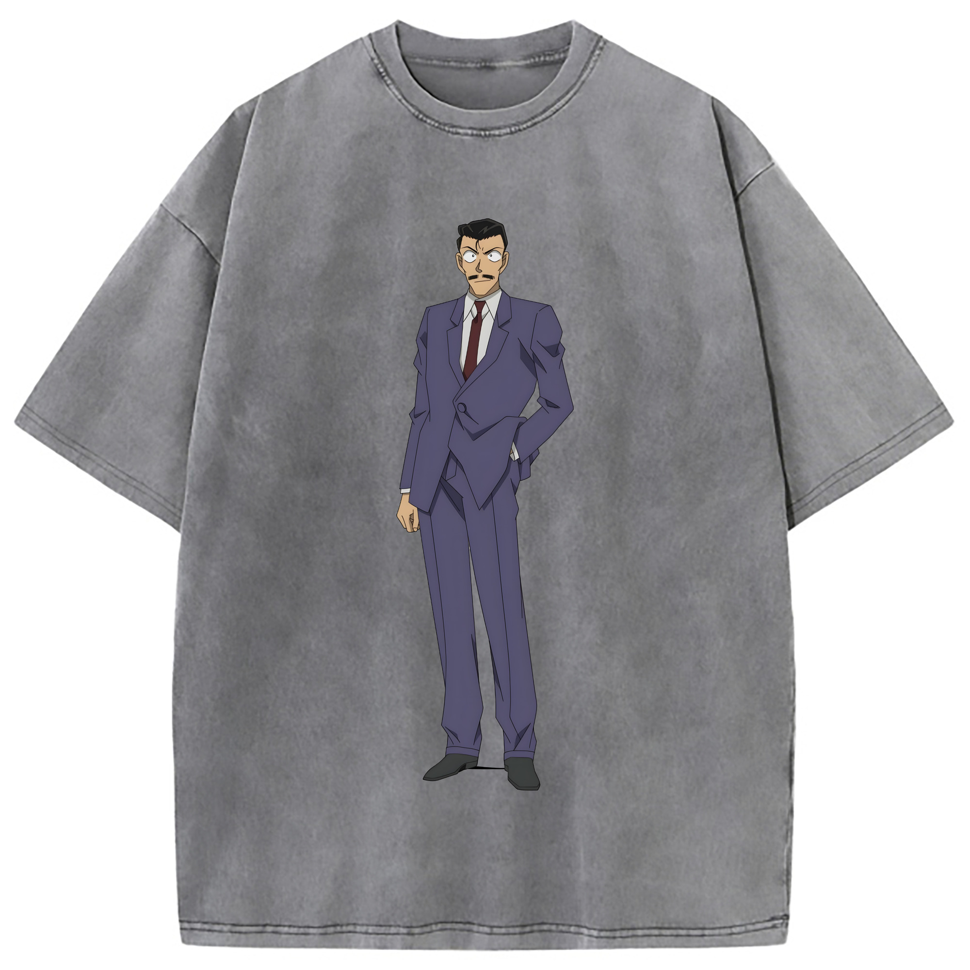（画像用） 名探偵コナン 毛利 小五郎 もうり こごろう Detective Conan 綿100% ヴィンテージ風 半袖Tシャツ（フロントプリント）